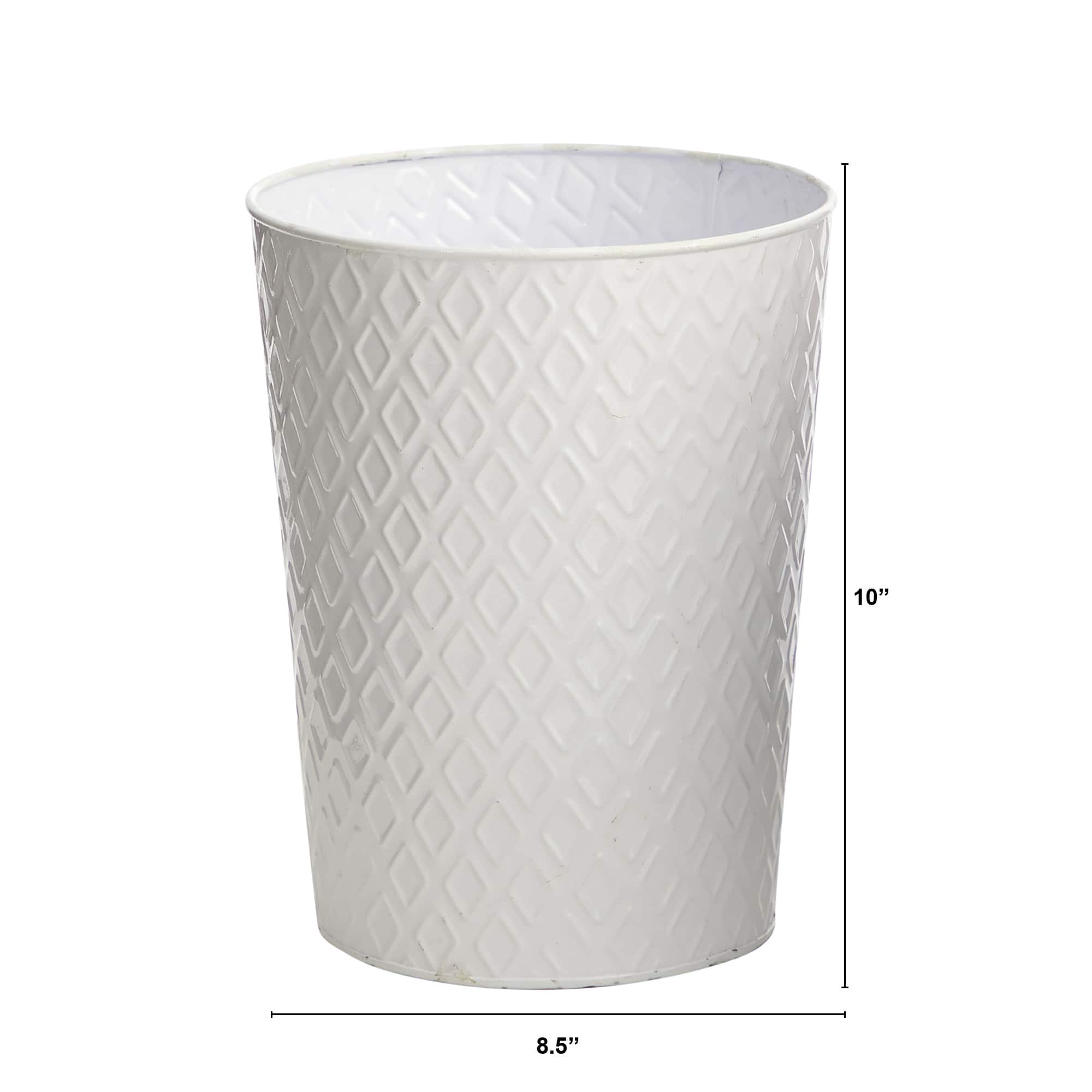 10" White Embossed Tin Planter