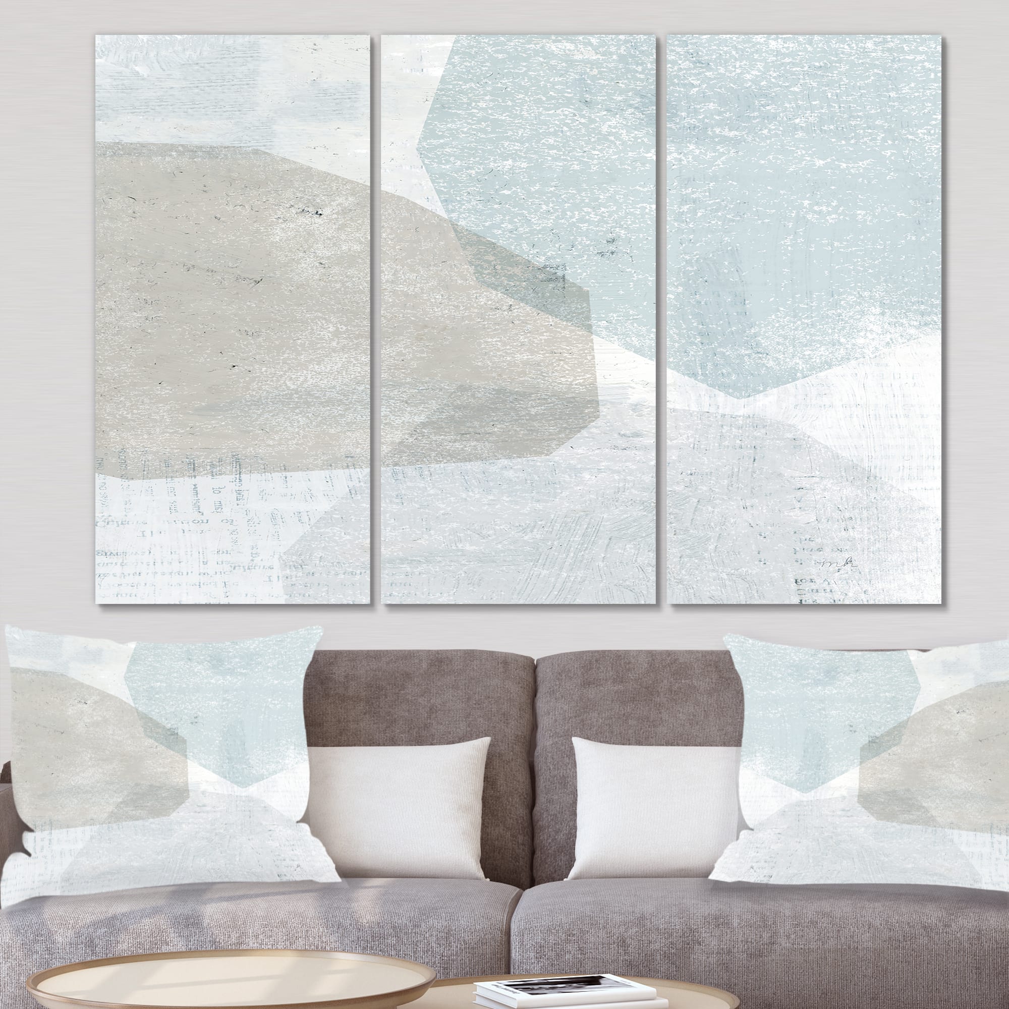 Designart - Grey and White Collage I - Modern Premium Canvas Wall Art