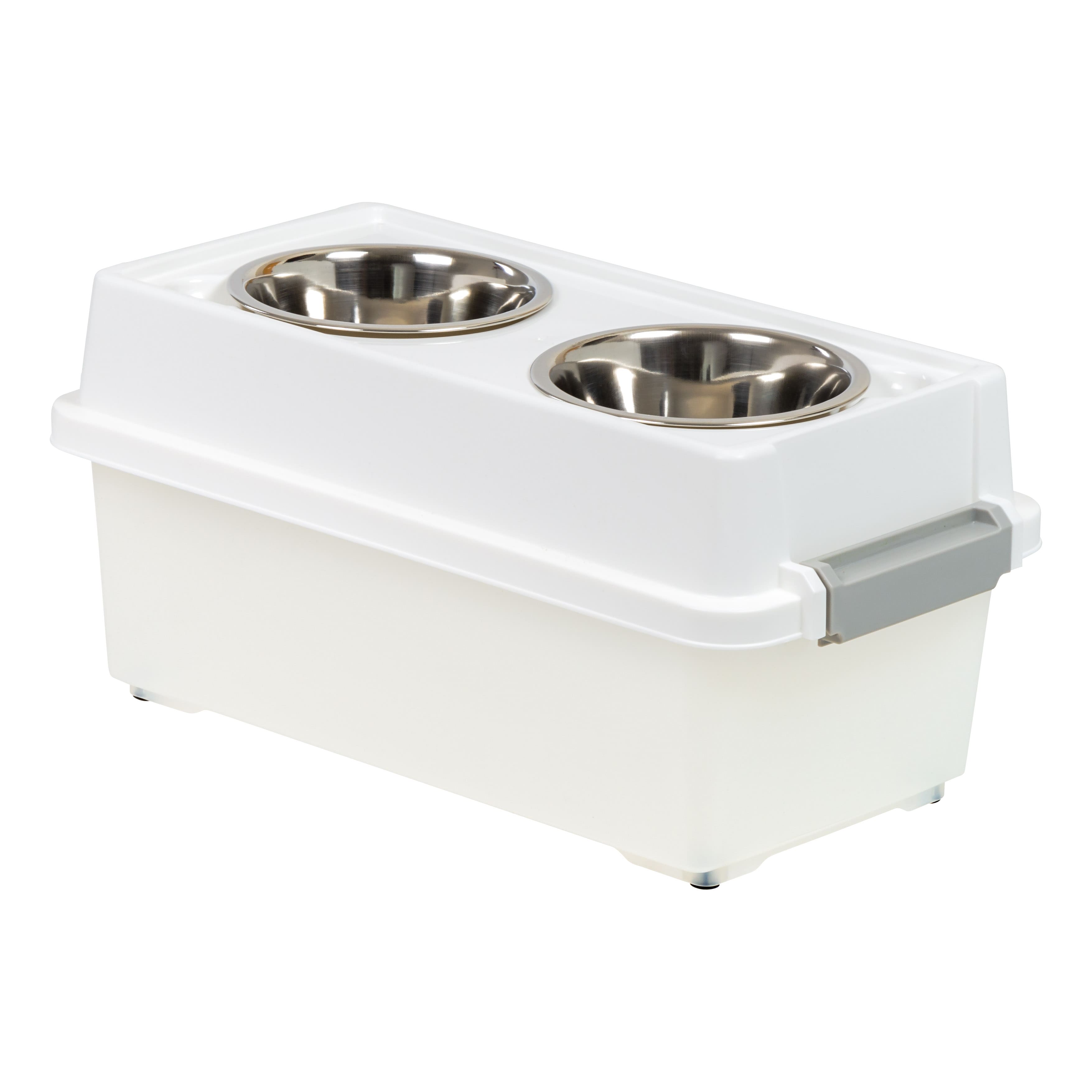 IRIS Clear, White & Gray 12qt. Airtight Elevated Feeder Storage Container