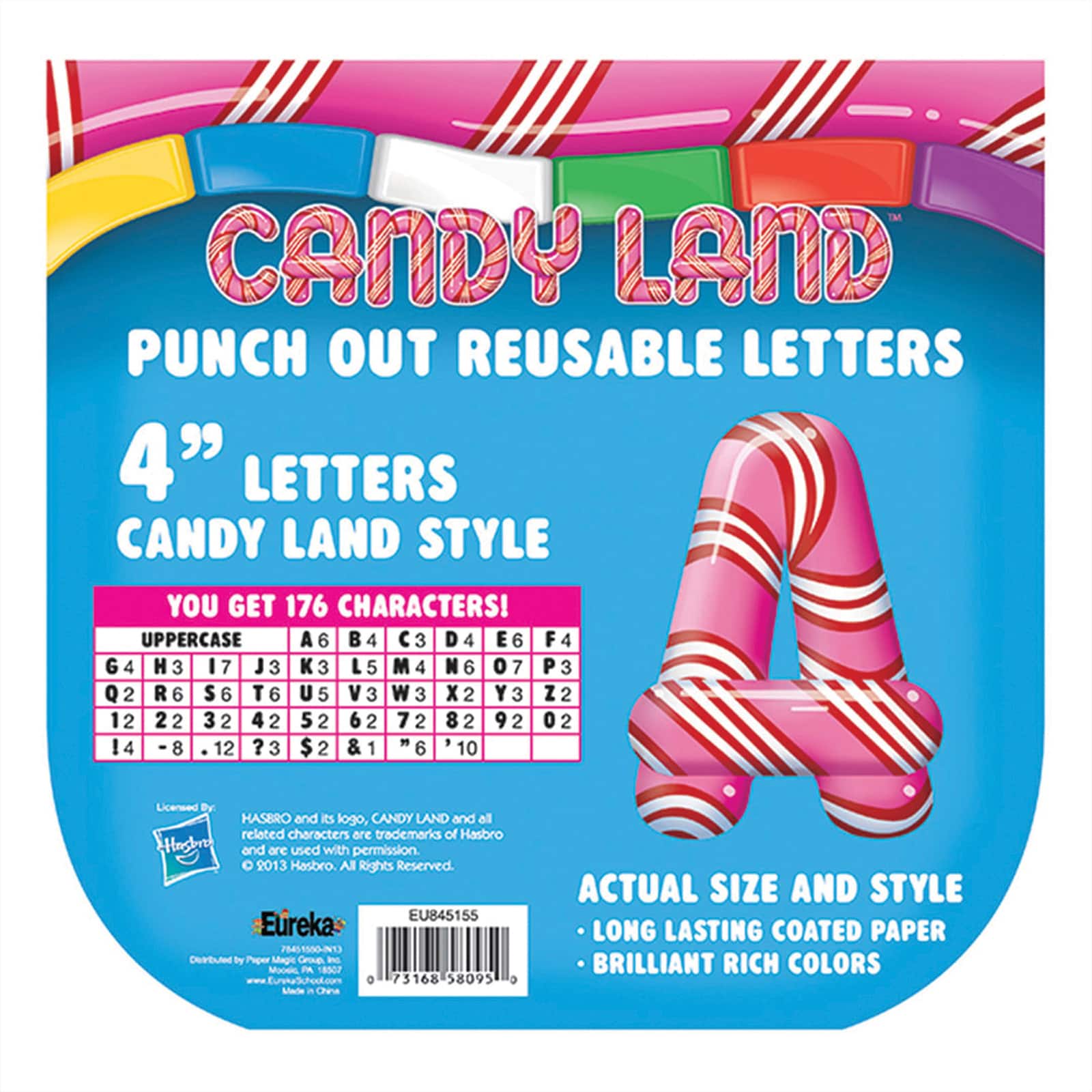 Eureka Candy Land™ Peppermint Stripe Deco 4" Letters, 3 Packs of 528