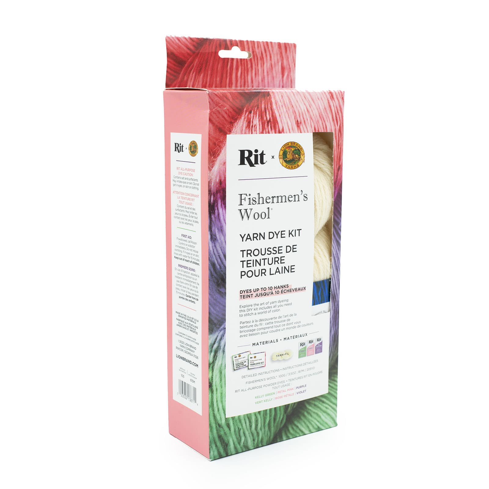 Lion Brand® Yarn Petal Pink, Purple & Kelly Green Fishermen's Wool® Yarn Rit® Kit