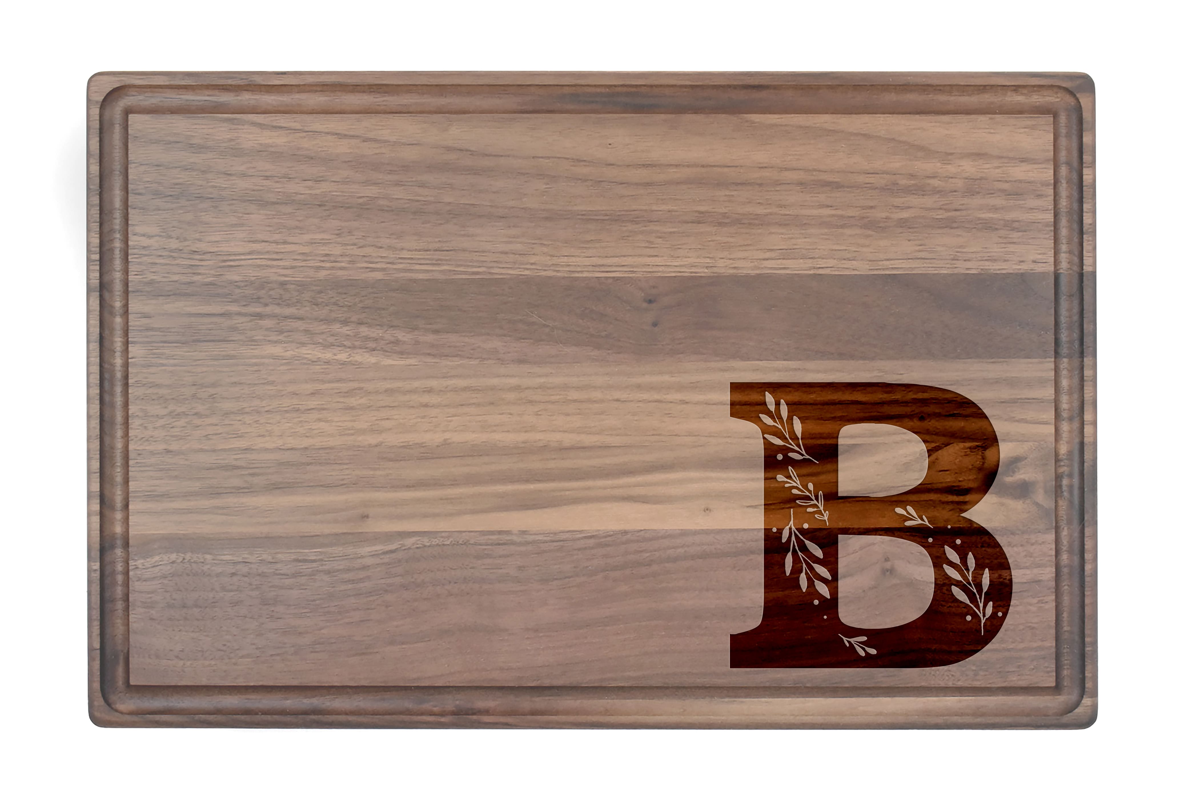 Floral Monogram Walnut Cutting Board