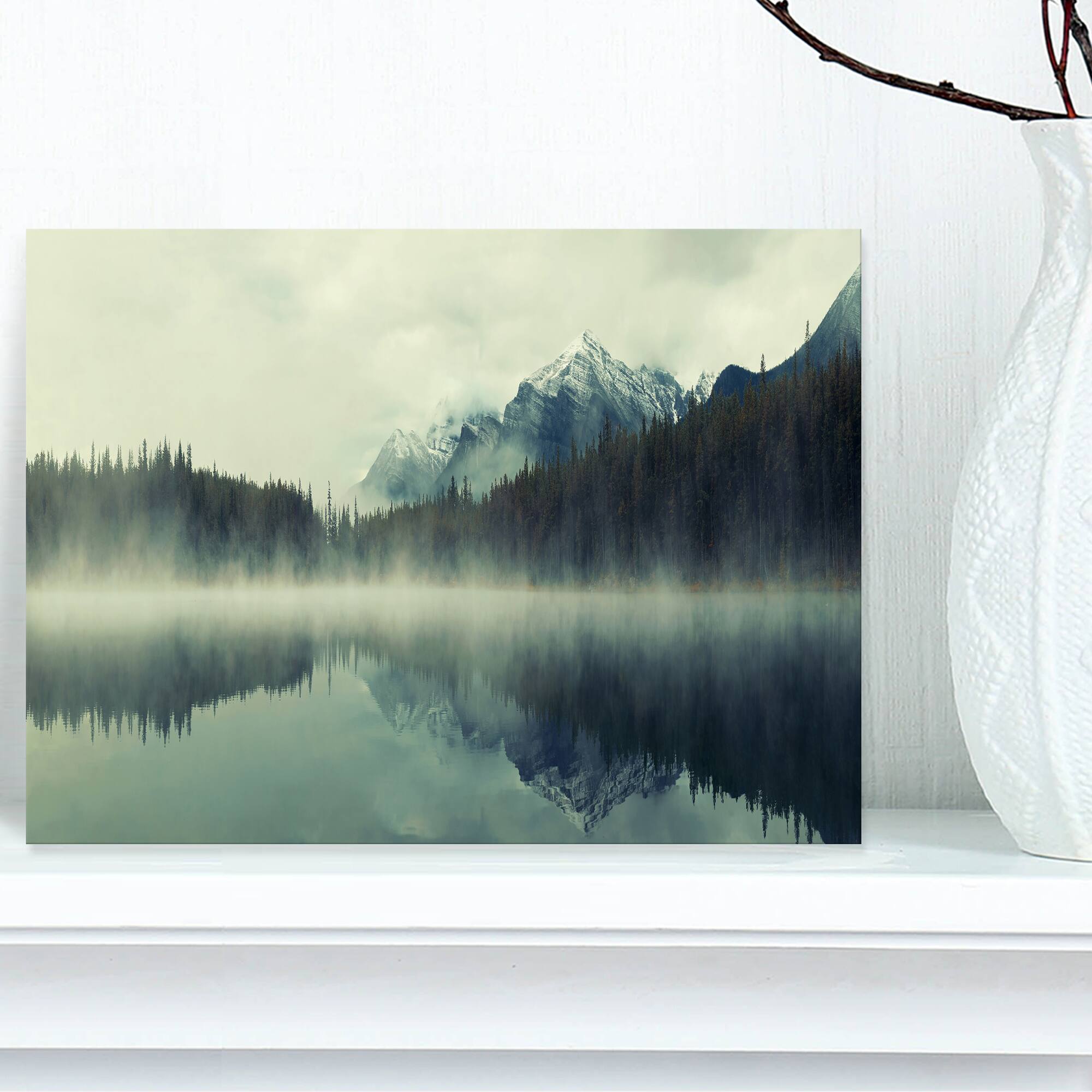 Designart - Lake Herbert in Foggy Morning