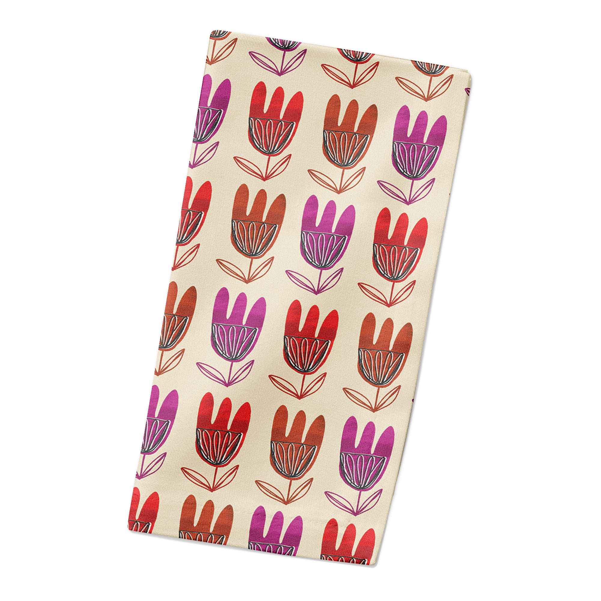 Modern Floral Pattern 10" x 10" Cotton Twill Napkin