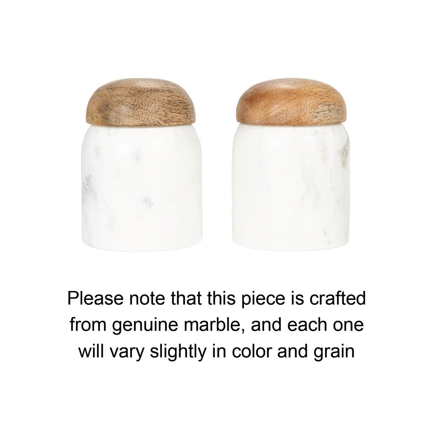 Hello Honey® 4" White Marble & Mango Wood Pinch Pot with Lid