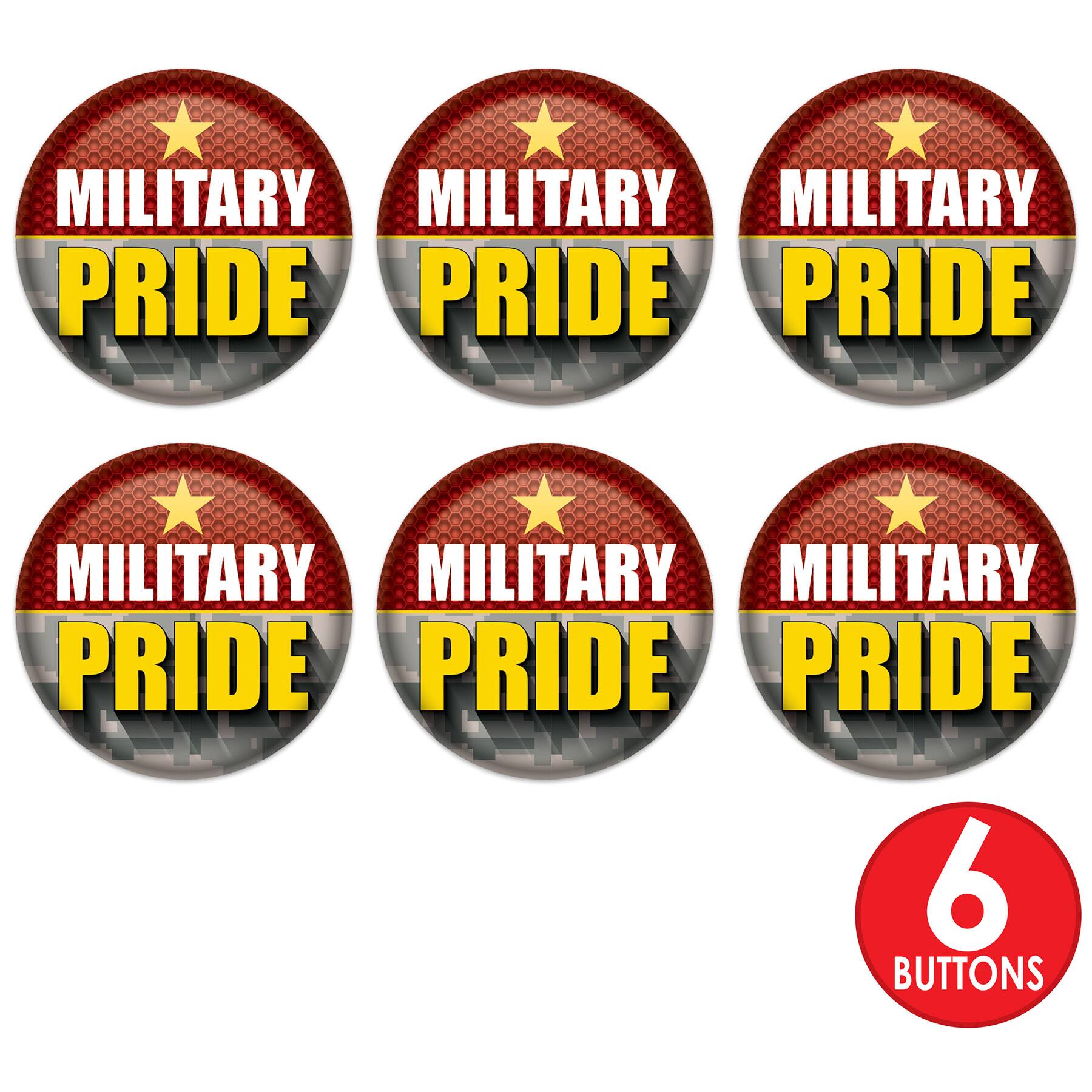 Beistle 2" Red Camouflage Military Pride Buttons, 6ct.