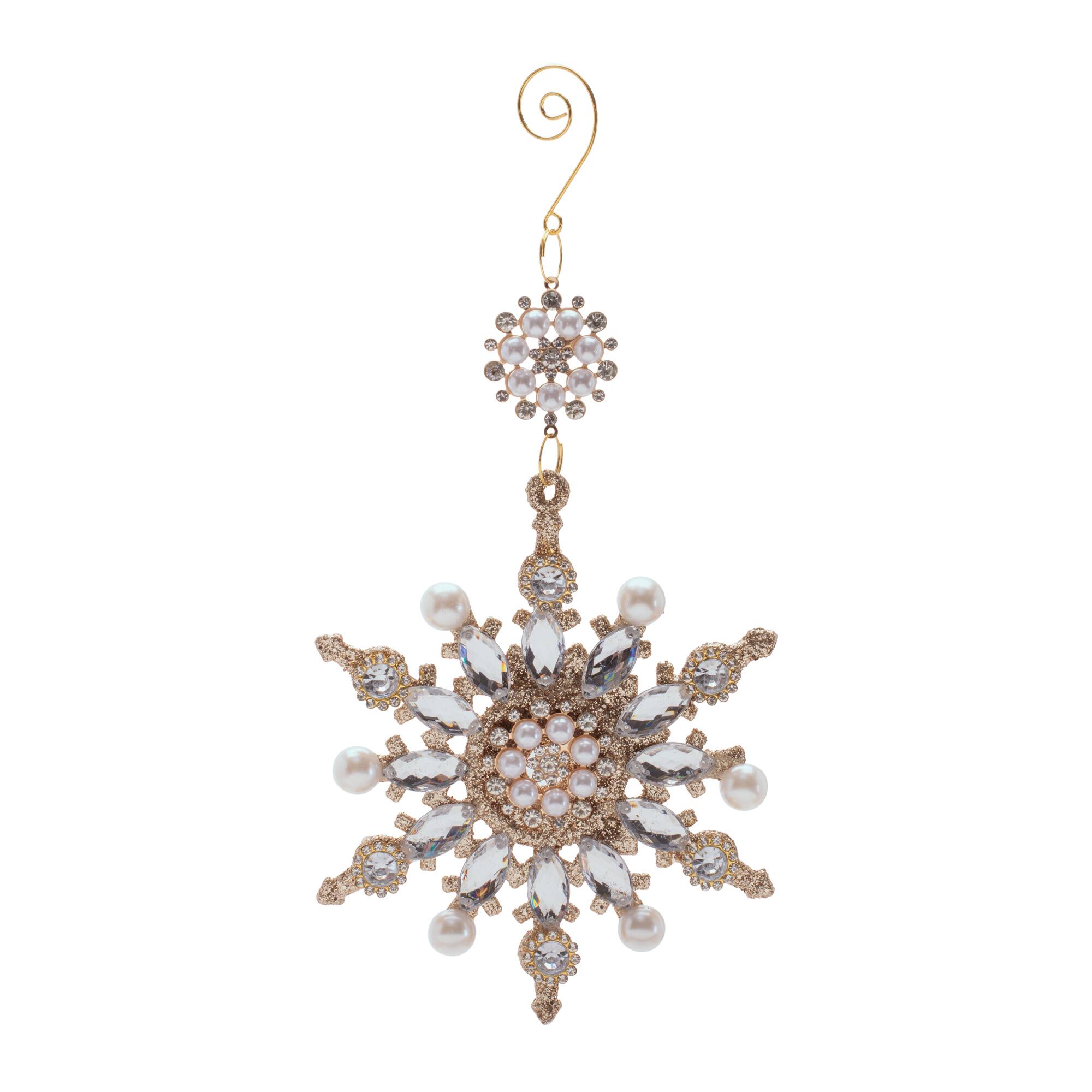 Melrose 10" Pearl & Jewel Snowflake Ornaments, 12ct.