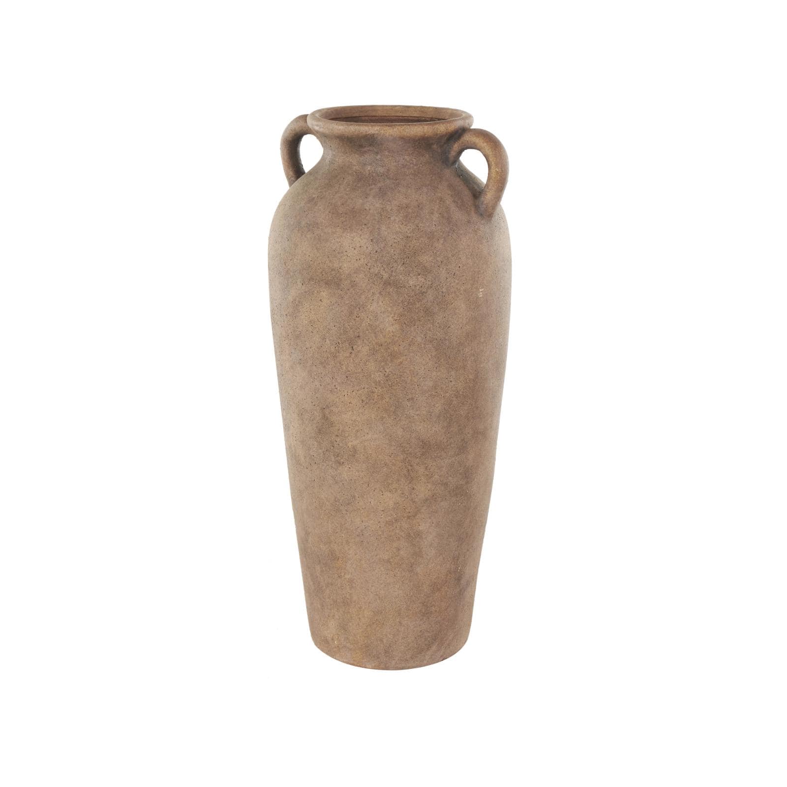20" Copper Ceramic Antique Style Textured Vase with Handles