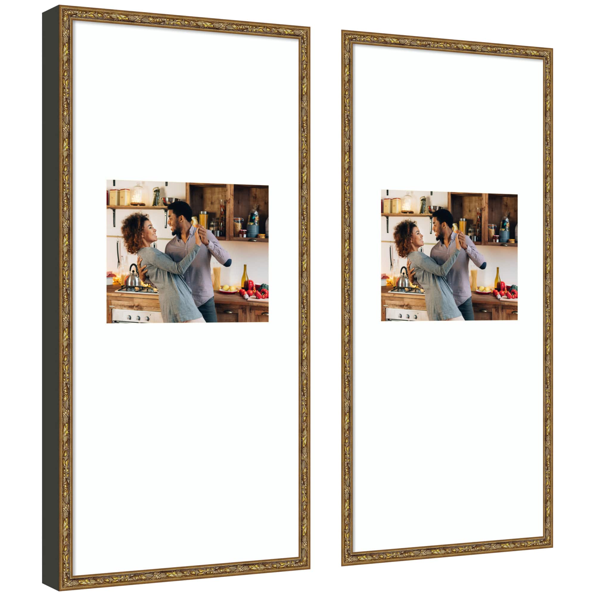 Kate and Laurel Belmont Gallery 14" x 30" Brown Picture Wood Frames 10" x 8" with Mat, 2ct.