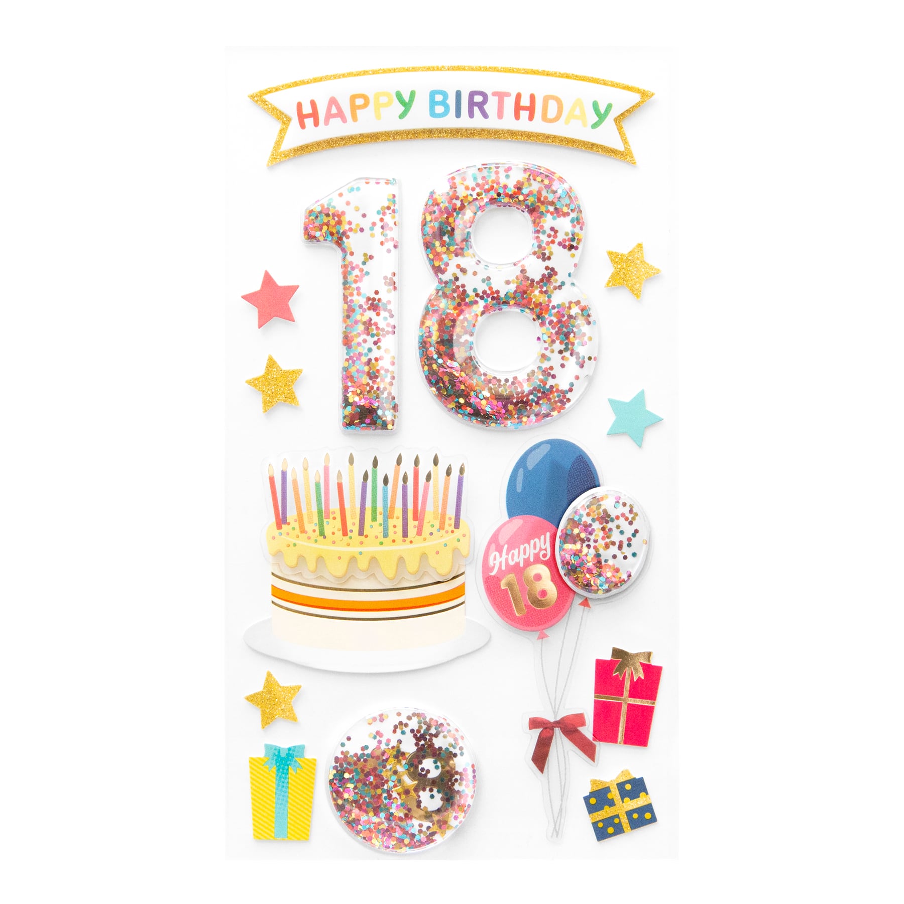 12 Pack: 18th Birthday Dimensional Stickers by Recollections™
