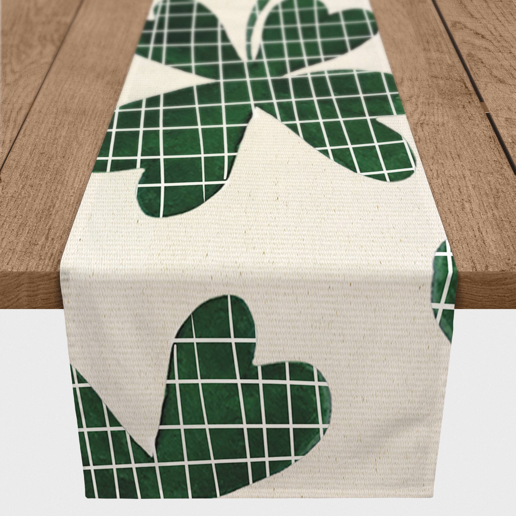 Large Clover Plaid Print Long 16" x 90" Cotton Twill Runner