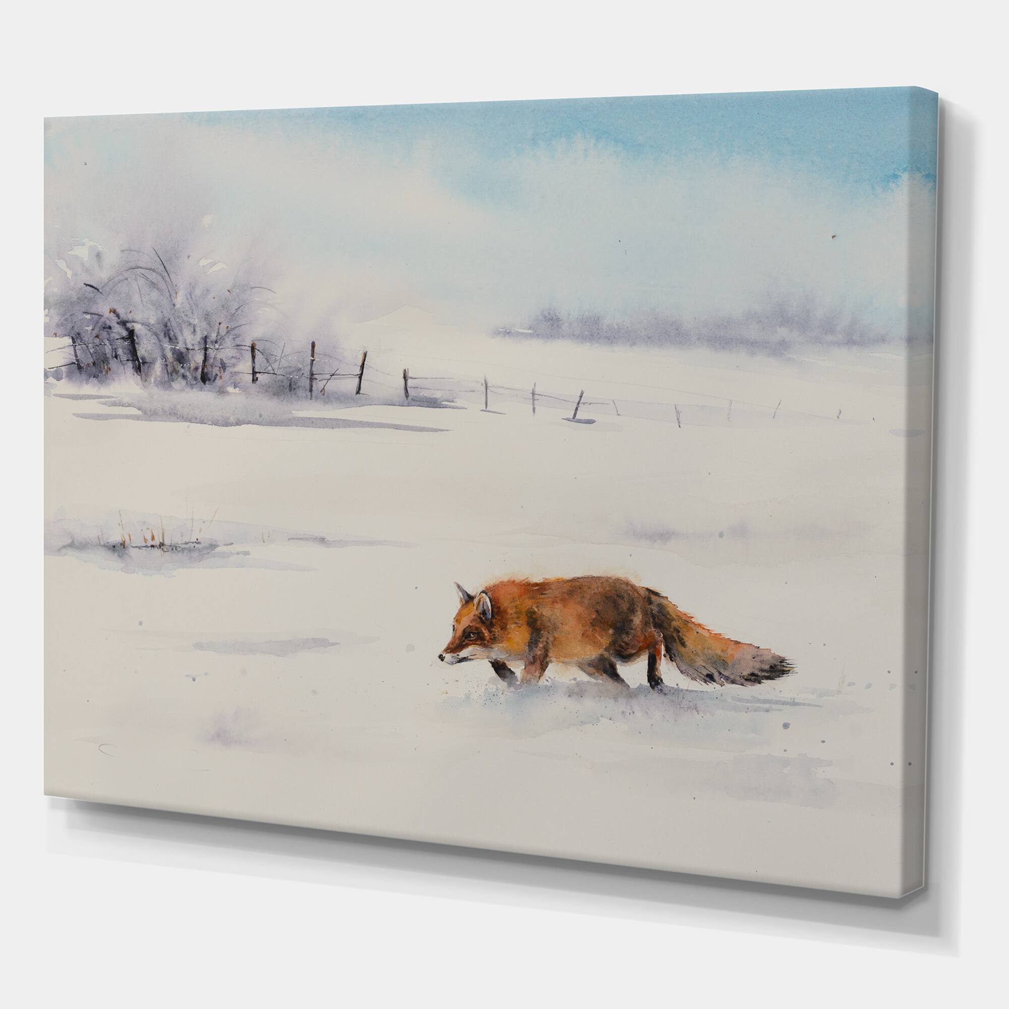 Designart - Red Fox Running In White Snow I