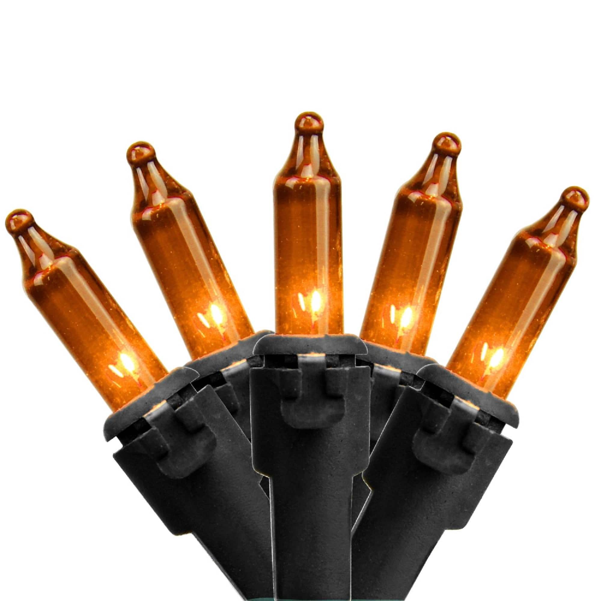 50ct. Mini Christmas String Lights with Black Wire