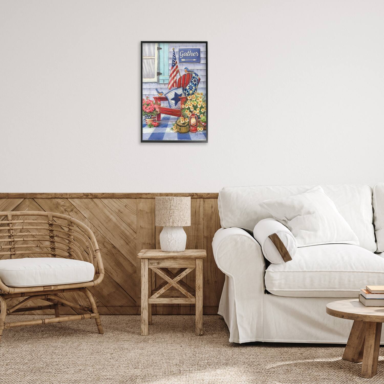 Stupell Industries Patriotic Porch View Framed Giclee Art