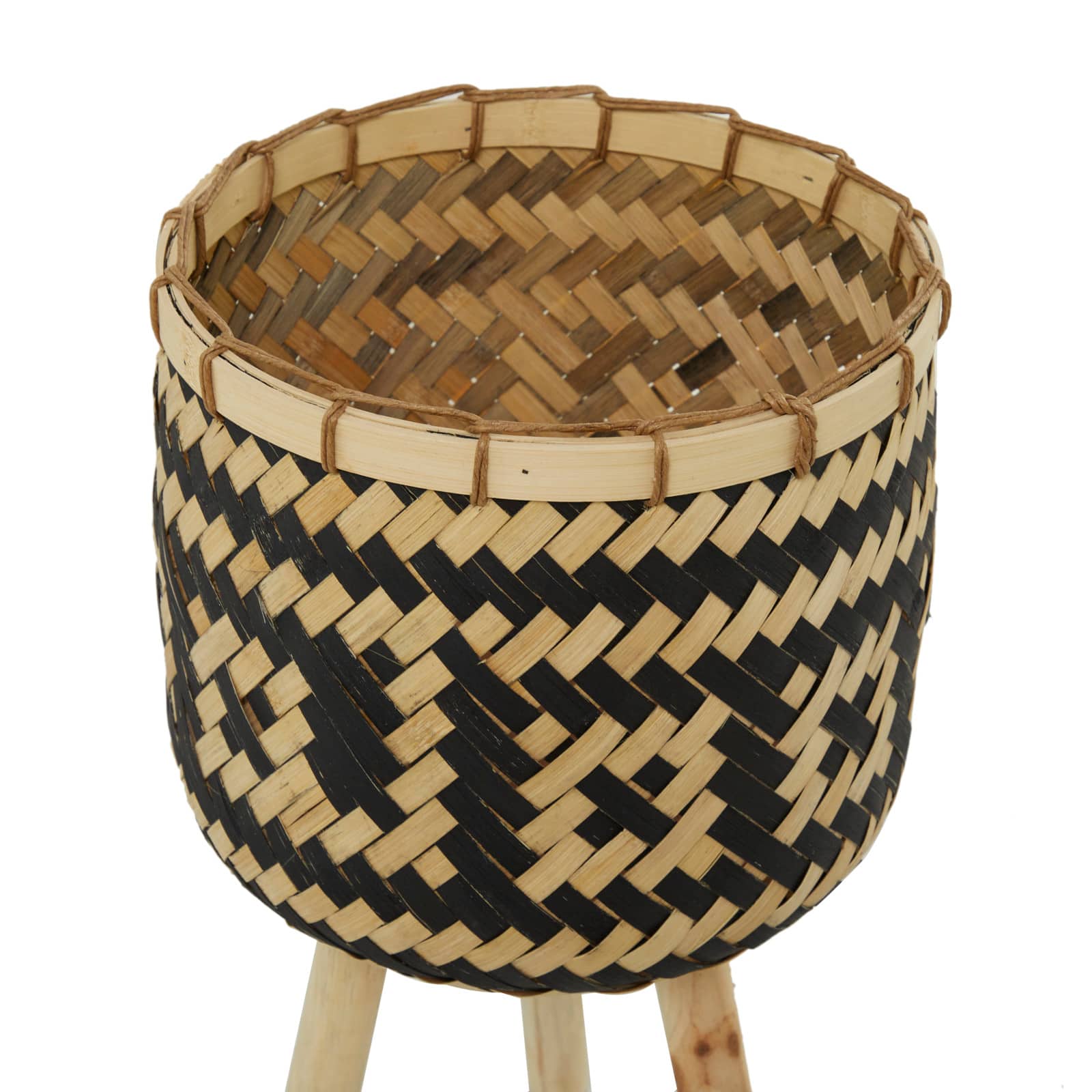 Brown Bamboo Bohemian Planter, Set of 3" 27", 23", 20"
