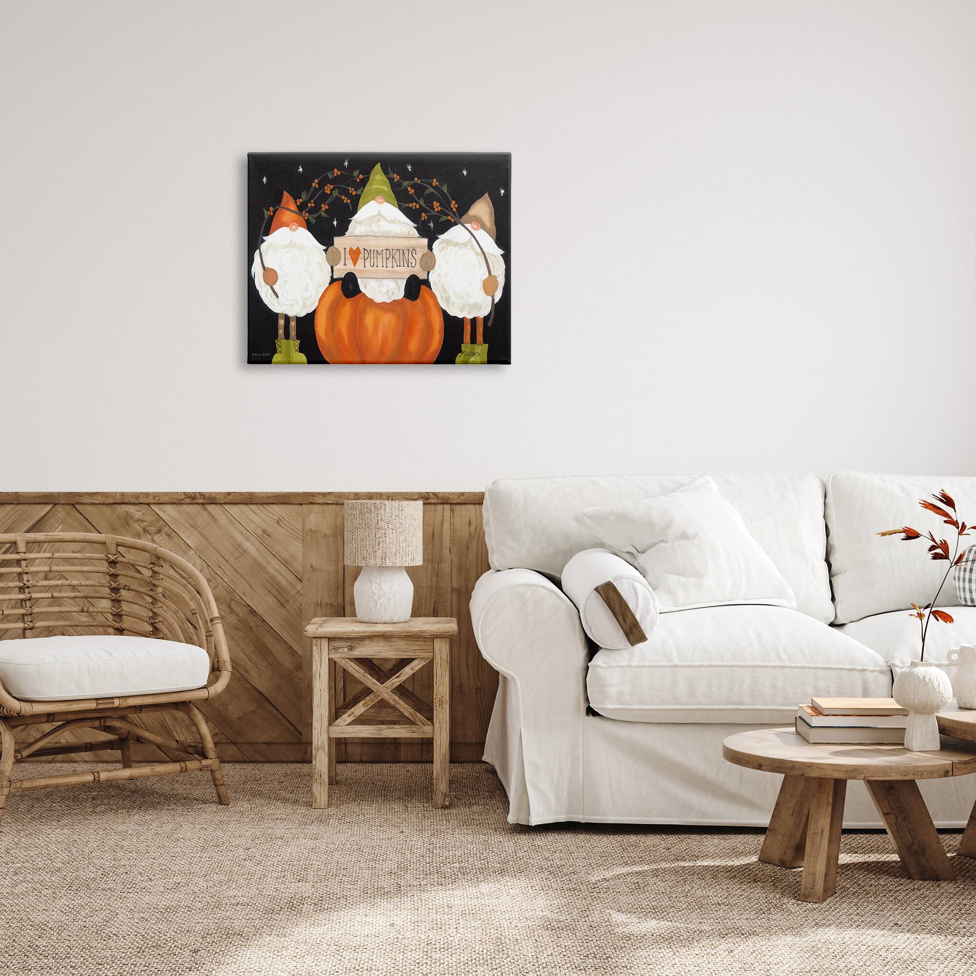 Stupell Industries I Love Pumpkins Seasonal Gnomes Canvas Wall Art