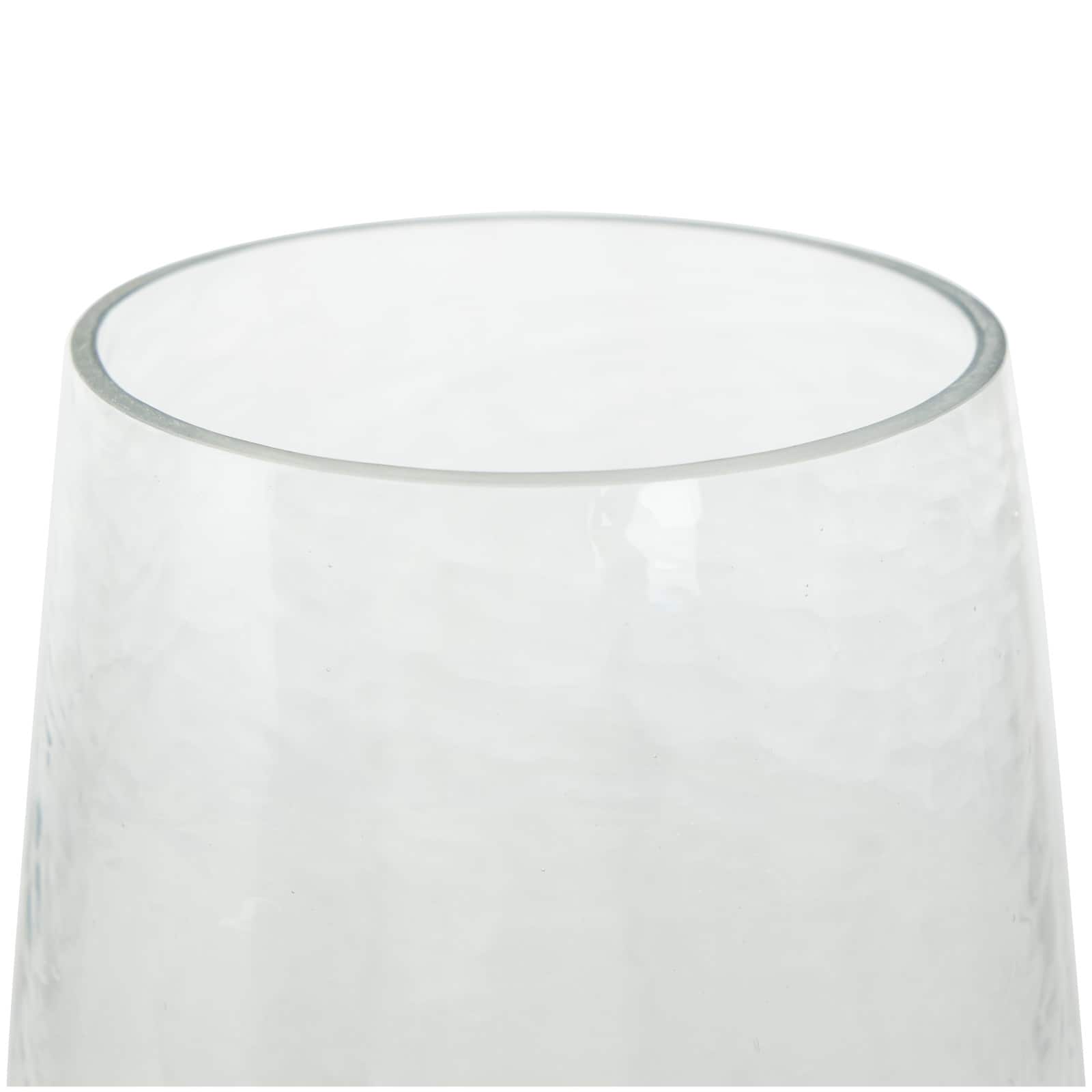 14" Clear Glass & Stainless Steel Hurricane Candle Holder