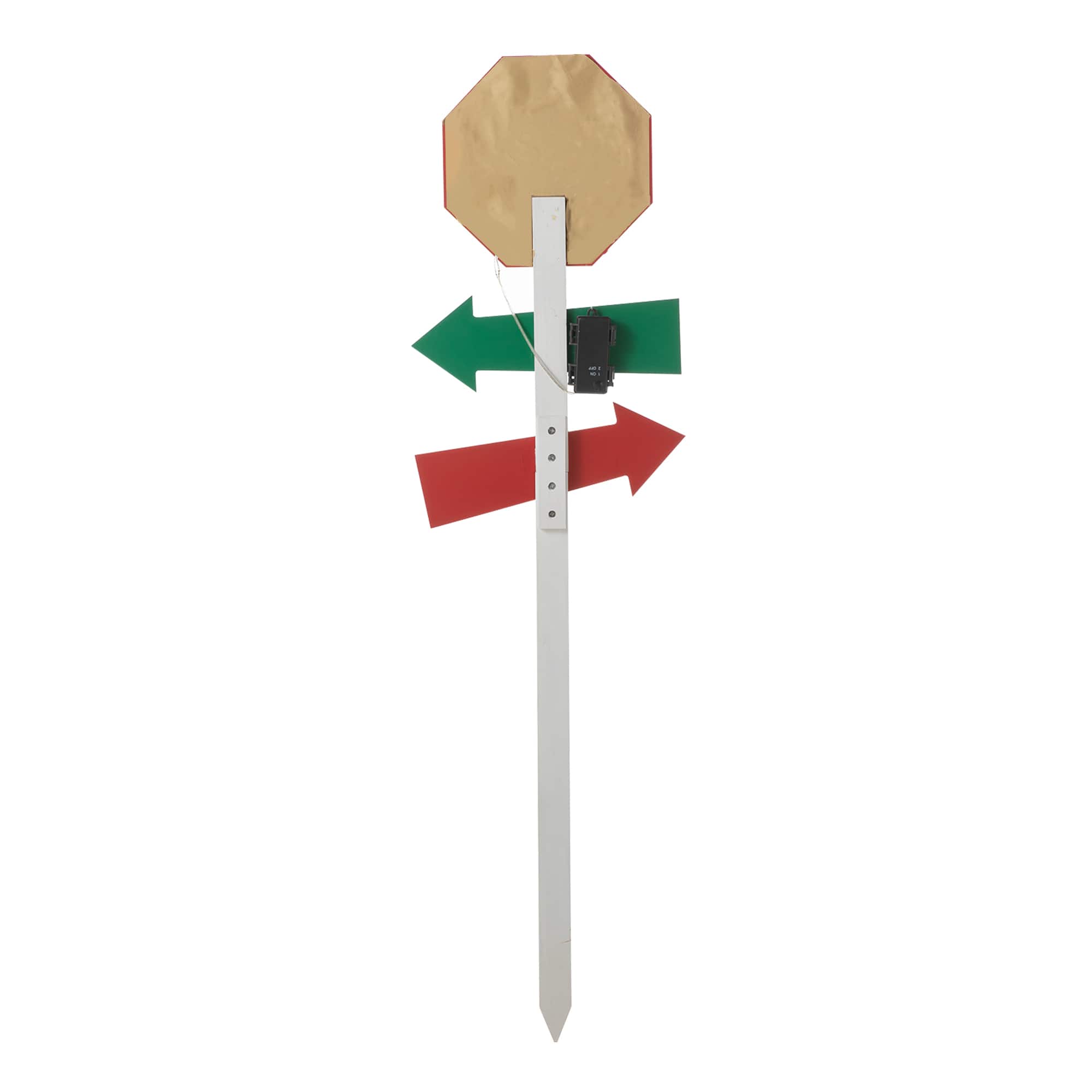 Glitzhome® 41.75'' Lighted Santa Stops Here Wooden Yardstake