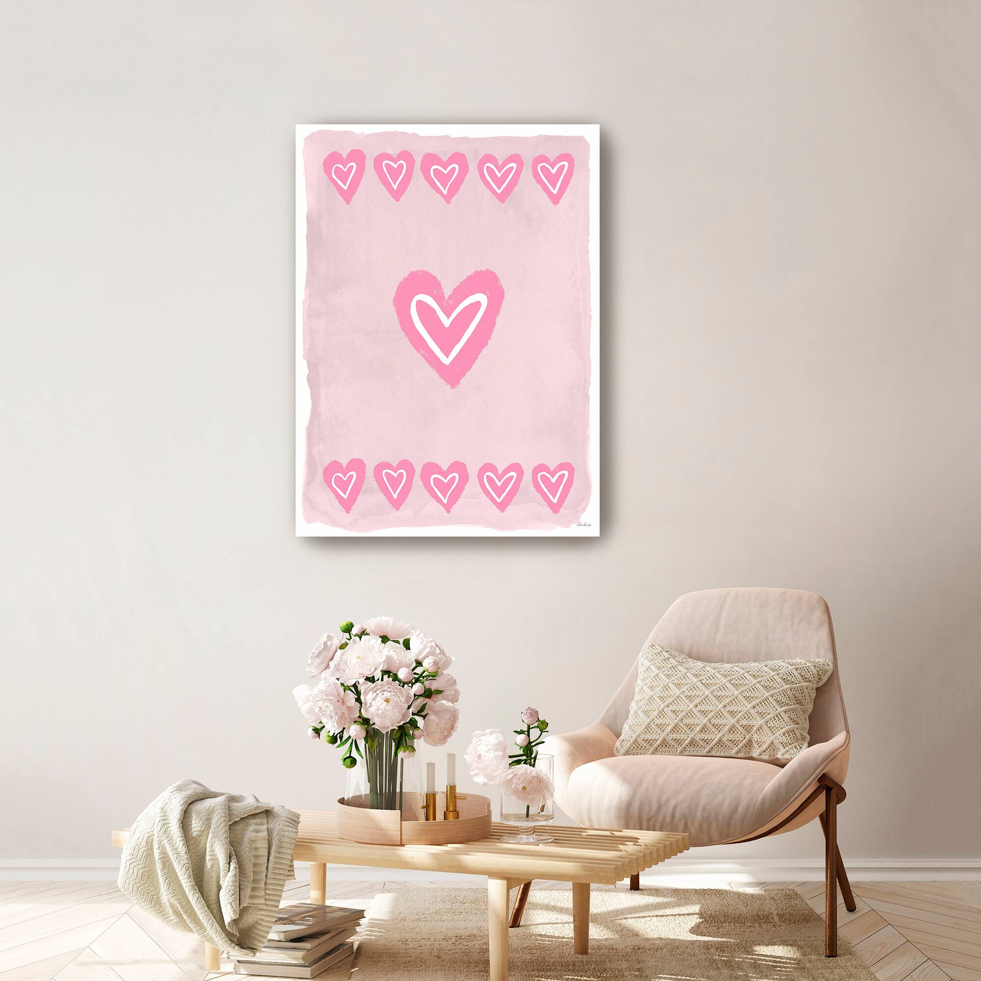 Pink Heart Row Canvas Giclée Art