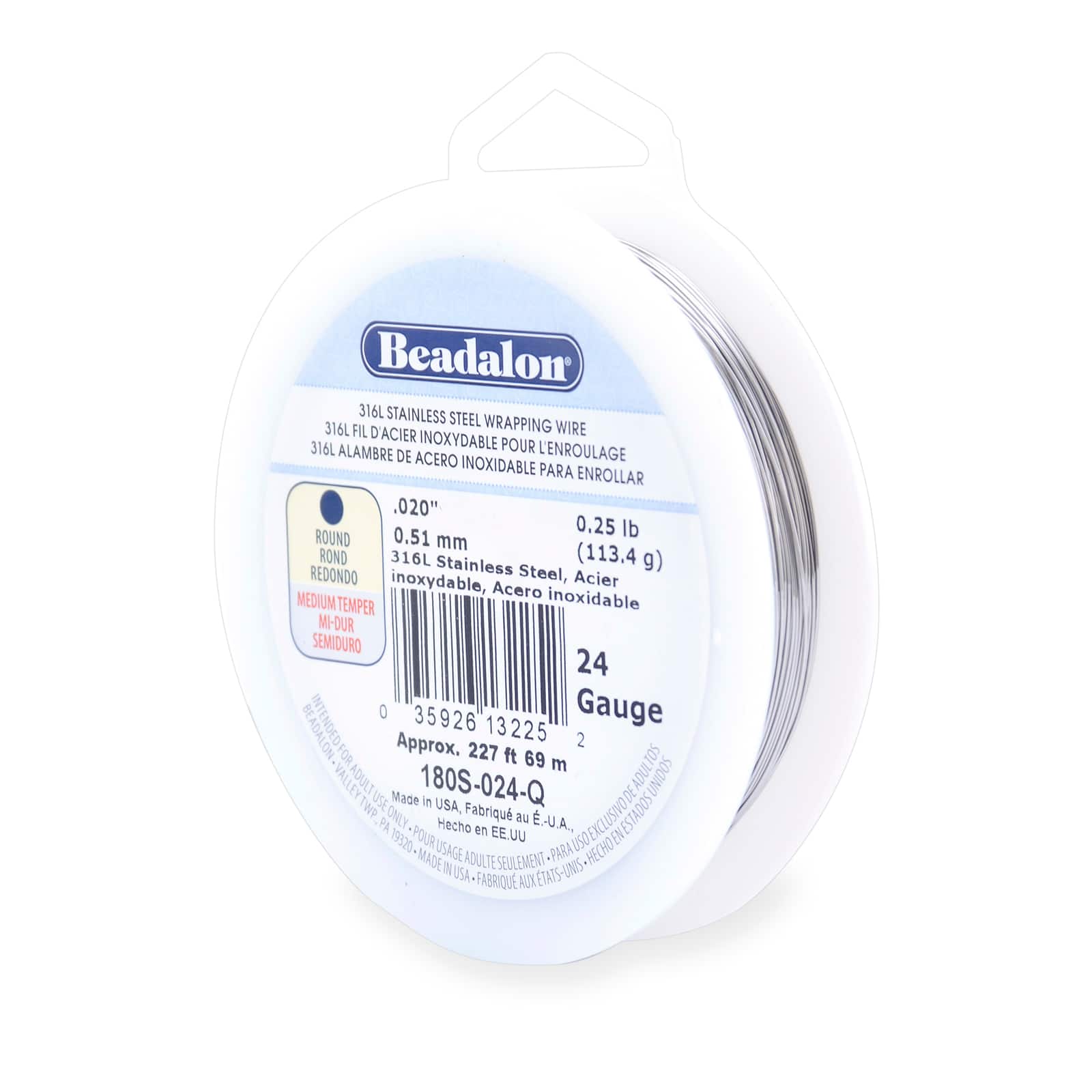 Beadalon® 24 Gauge Round 316L Stainless Steel Wrapping Wire