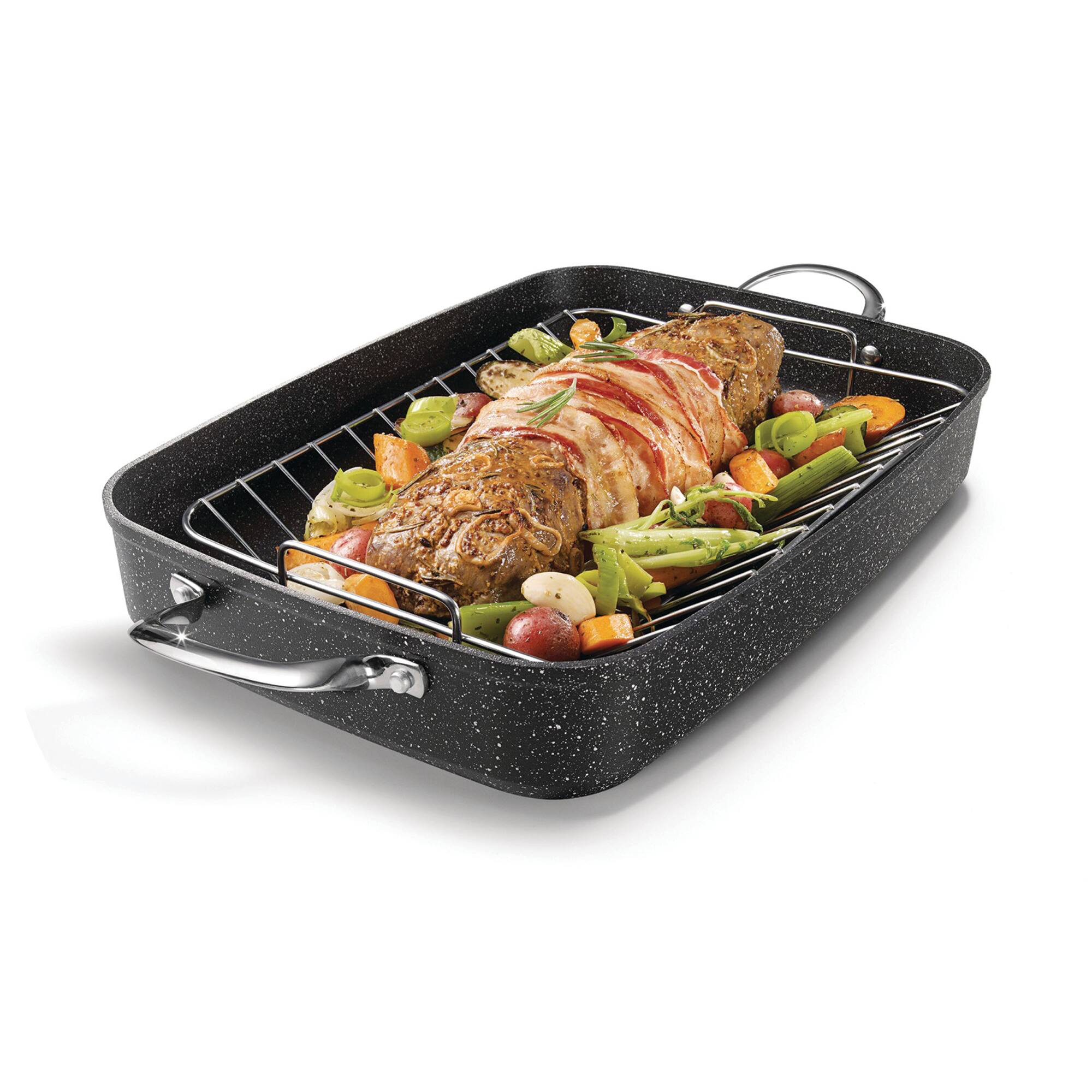 THE ROCK by Starfrit 17" Roaster With Rack & Stainless Steel Handles