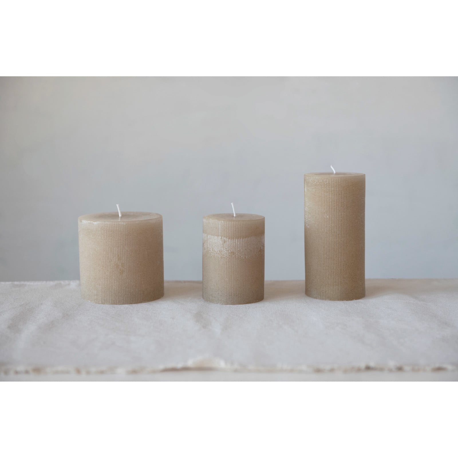 Hello Honey® 3" x 6" Linen Unscented Pleated Pillar Candle