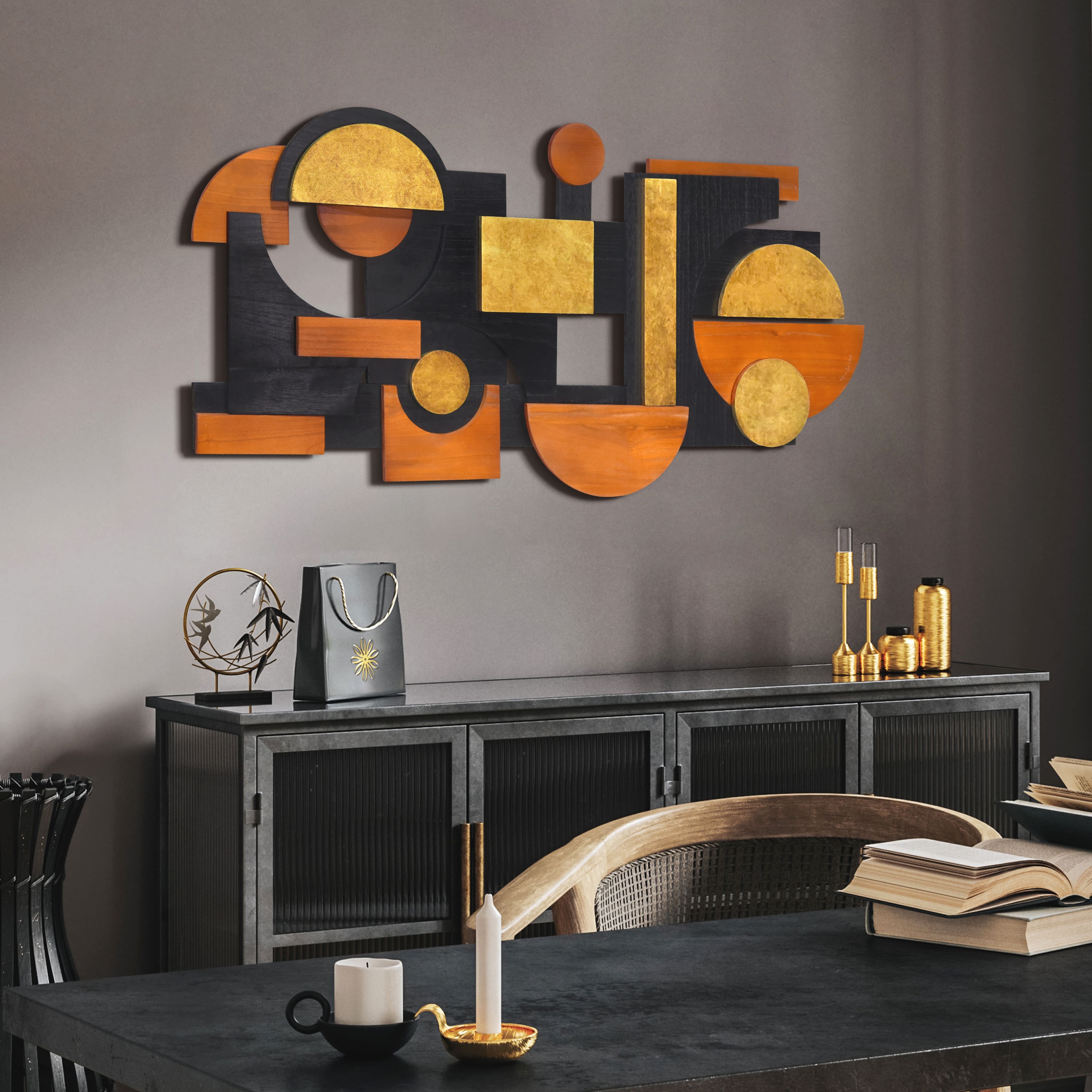 Empire Art Direct 48" x 24" Amber Embraces I Hand Made Dimensional Abstracts Wall Art
