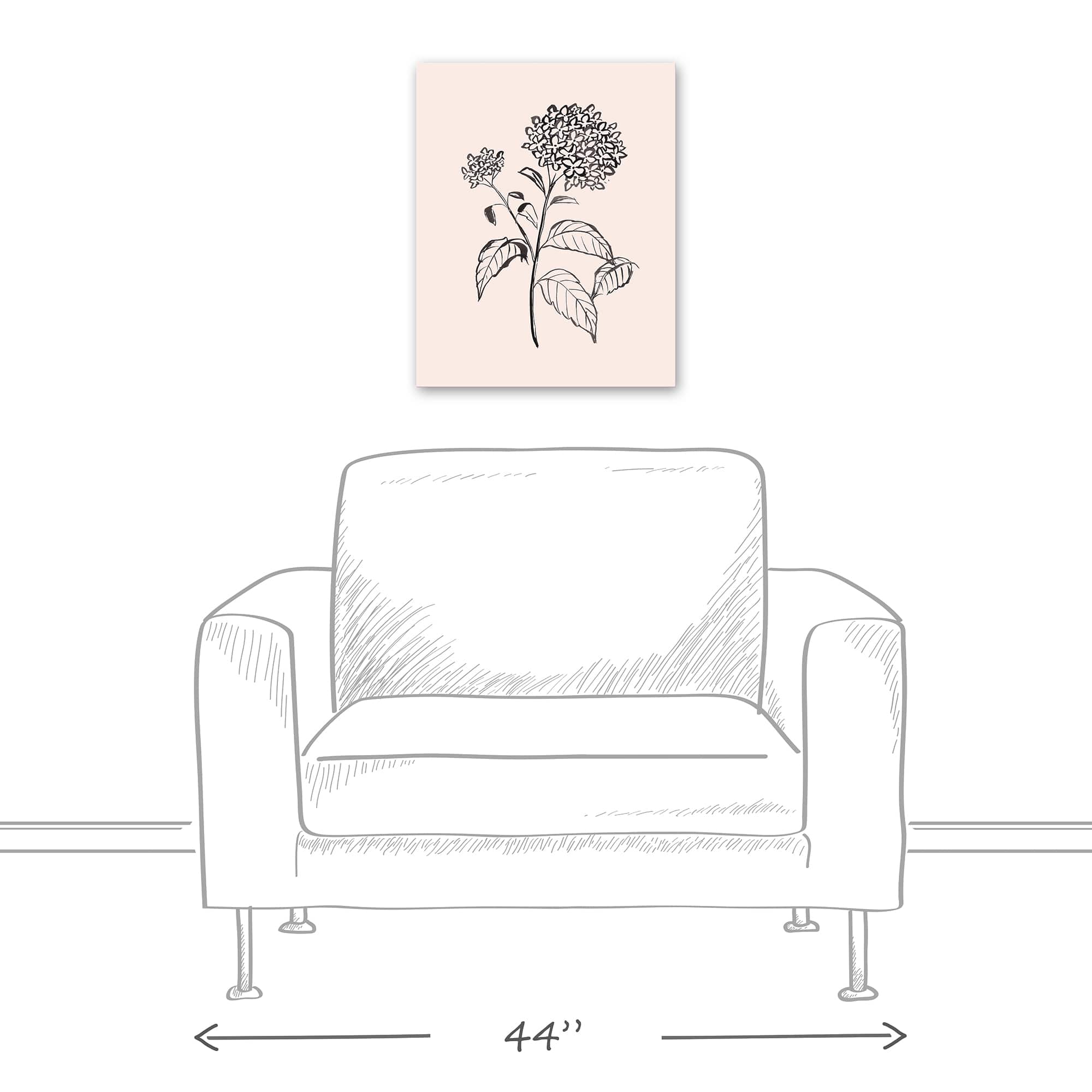 Hydrangeas On Blush 16" x 20" Canvas Wall Art