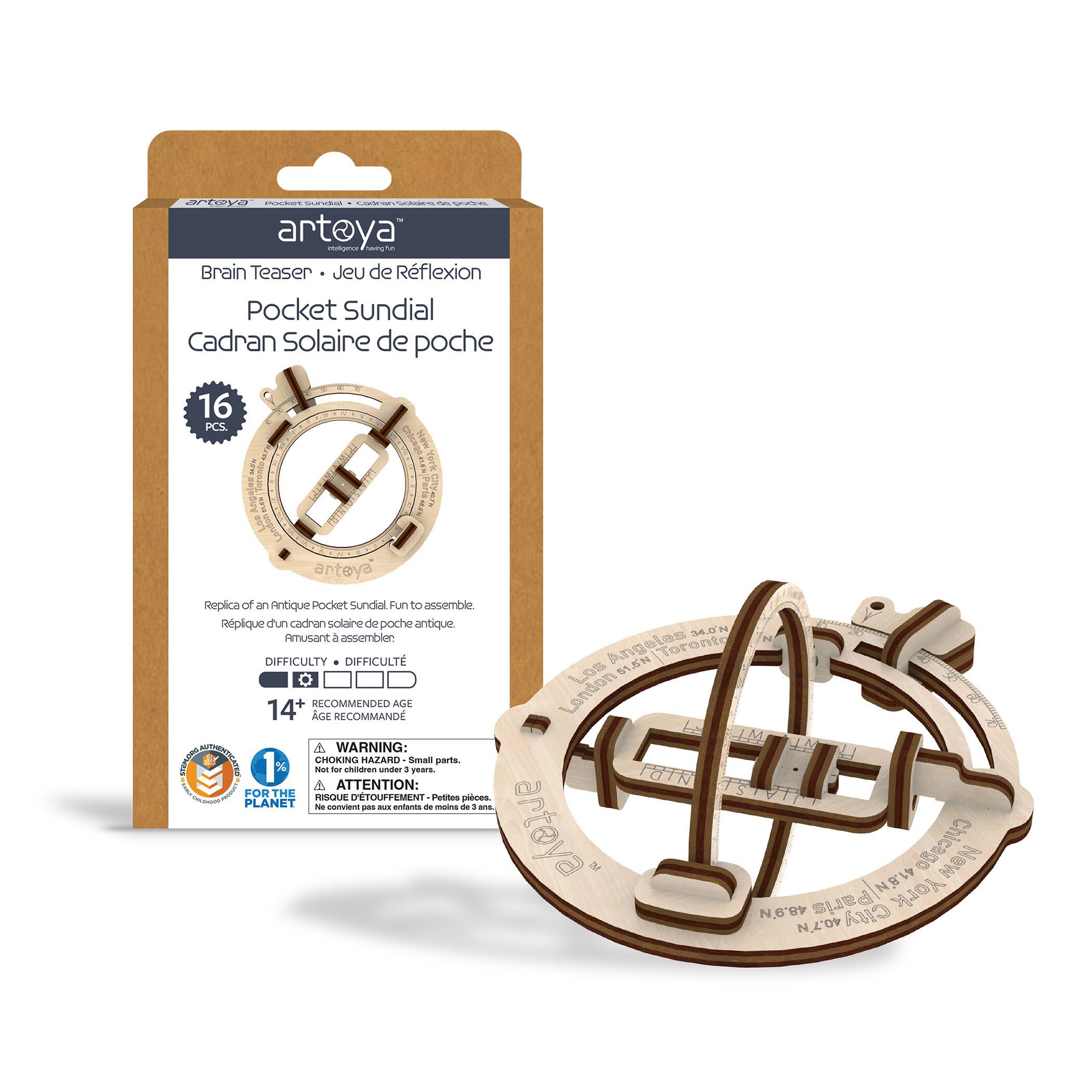 artoya Pocket Sundial 3D Wooden STEM Model Kits, 5ct.