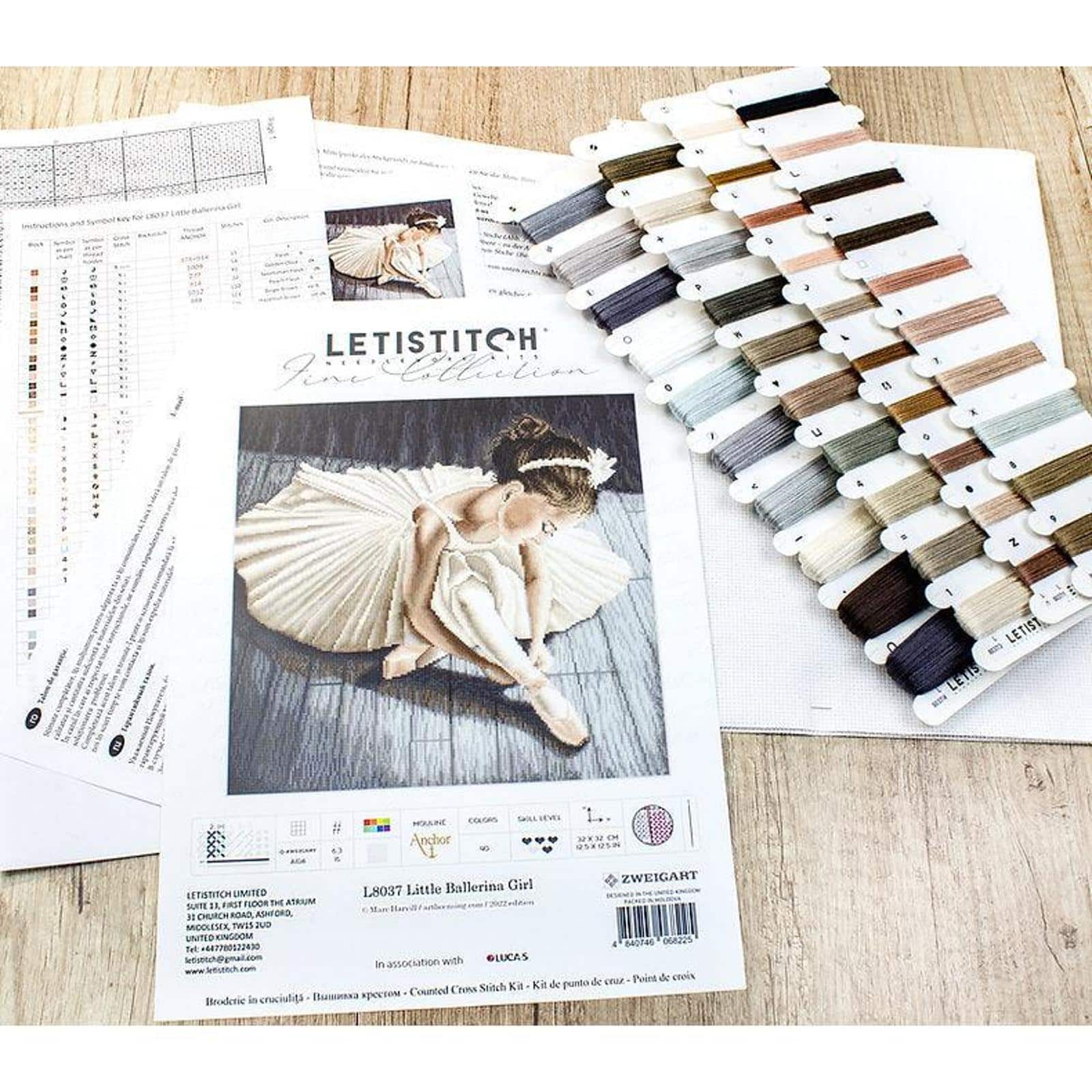Letistitch Counted Cross Stitch Kit Little Ballerina Girl