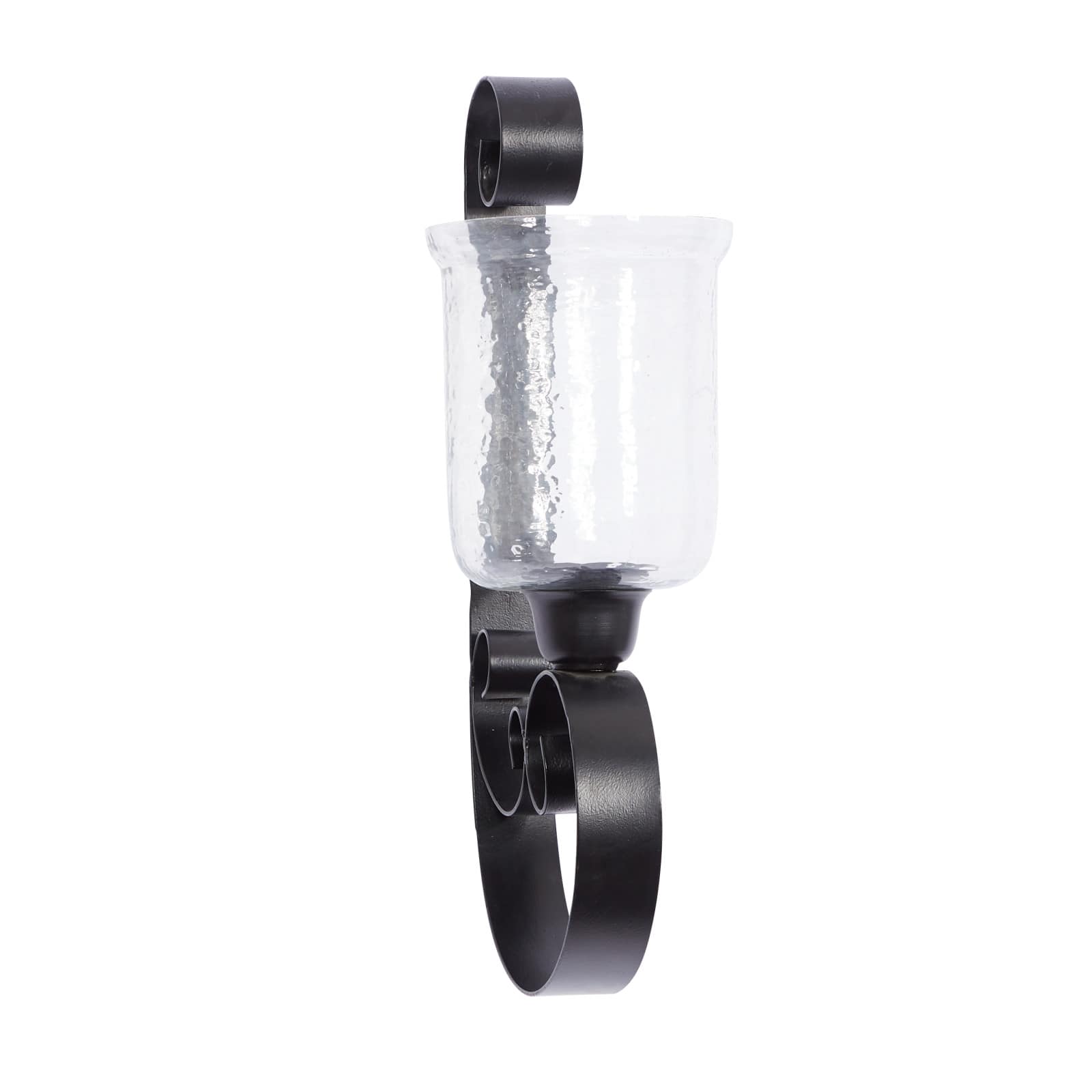 Black Iron Traditional Candle Wall Sconce, 21" x 10" x 7"