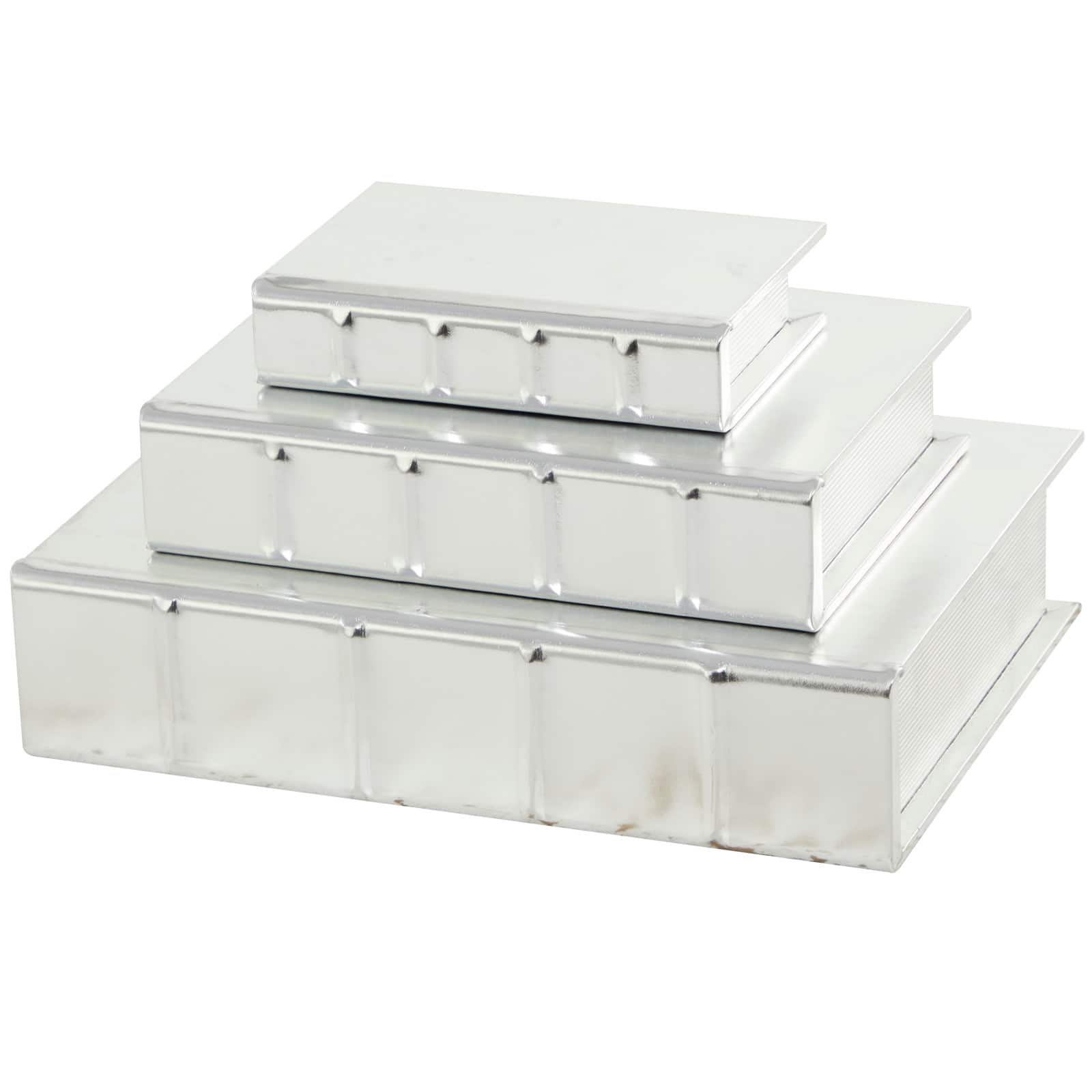 CosmoLiving by Cosmopolitan Silver Faux Leather Faux Book Box with Metallic Finish Set