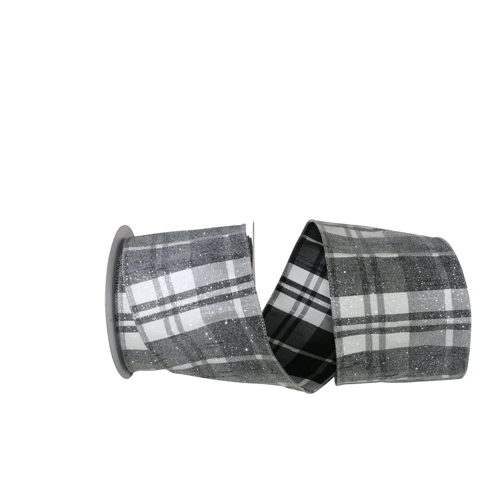 JAM Paper 4" x 10yd. Frosted Wired Grand Plaid Ribbon