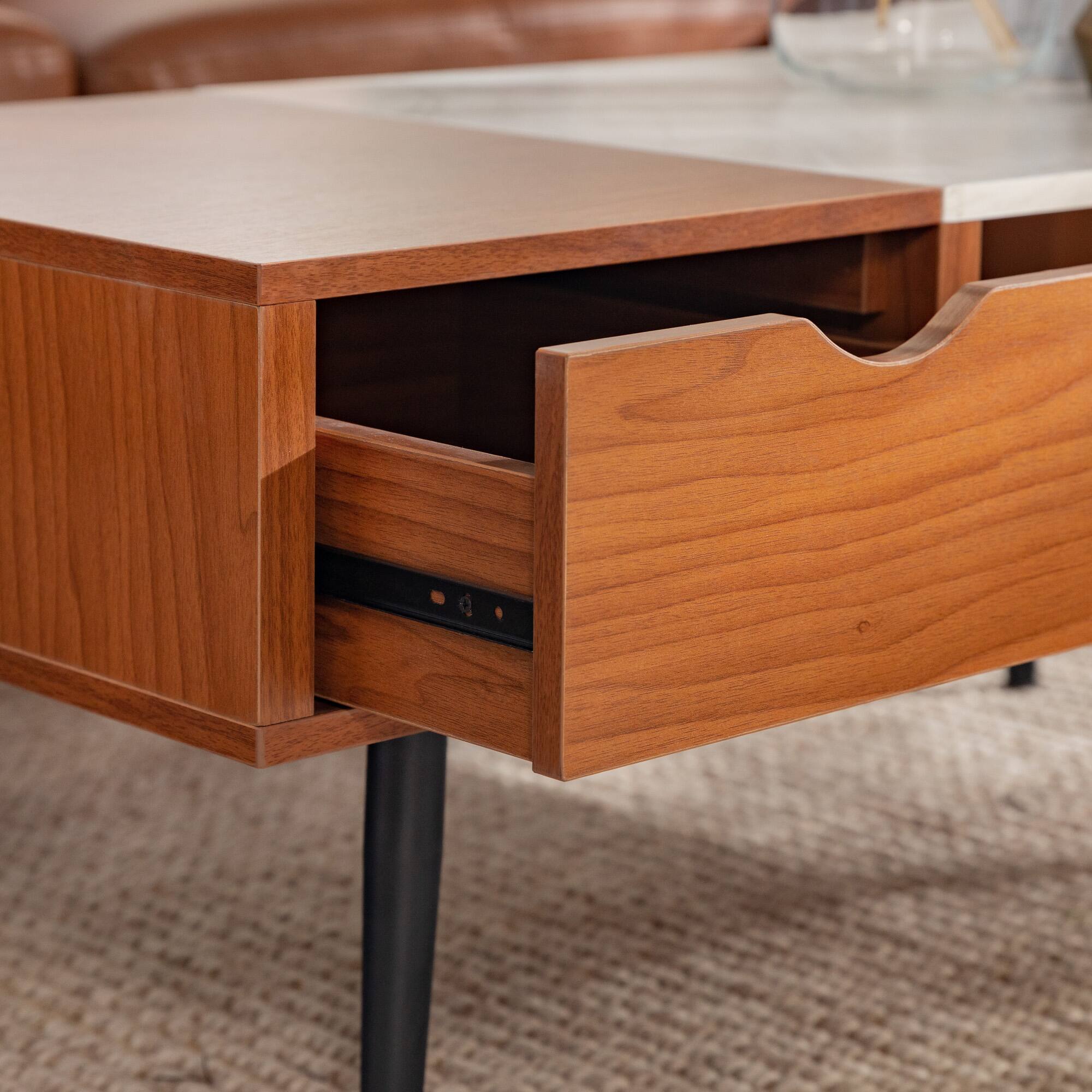 Acorn Mid Century Modern Faux Marble Coffee Table