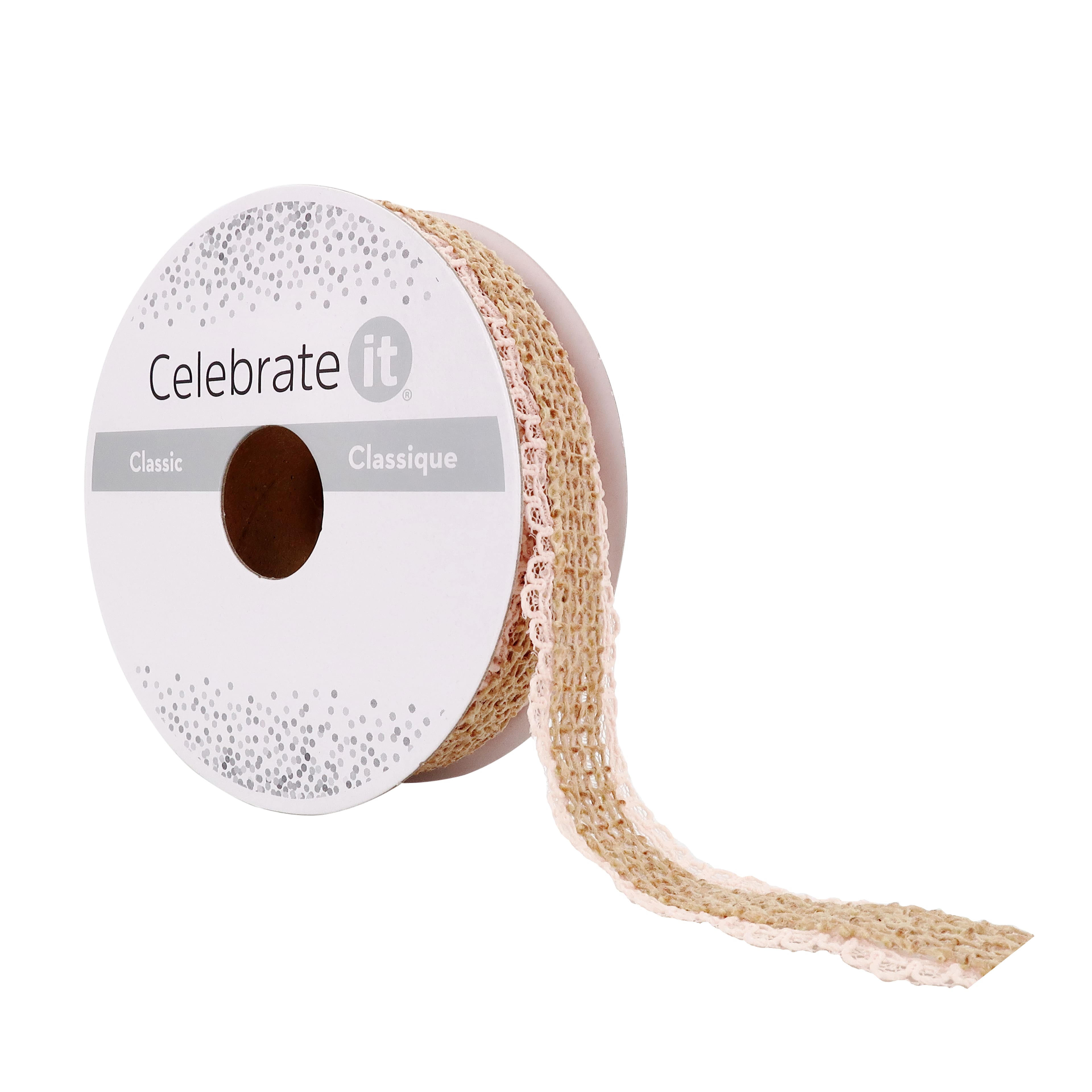 12 Pack: 3/4" x 5yd. Faux Burlap & Lace Ribbon by Celebrate It® Classic