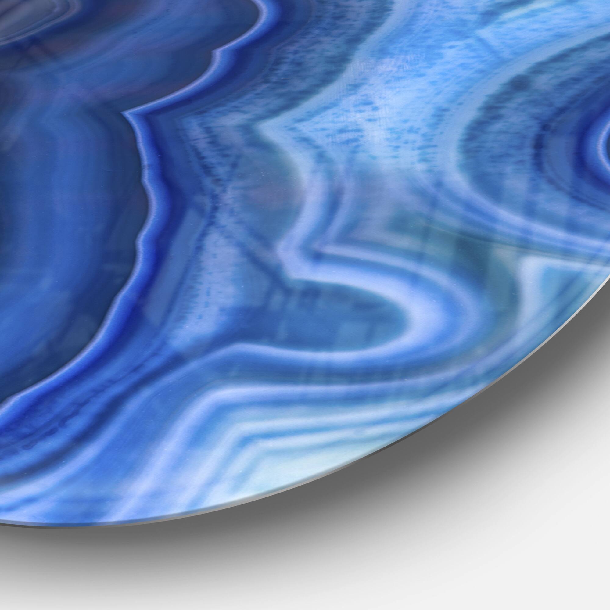 Designart - Blue Agate Stone Design' Disc Abstract Metal Circle Wall Art Print