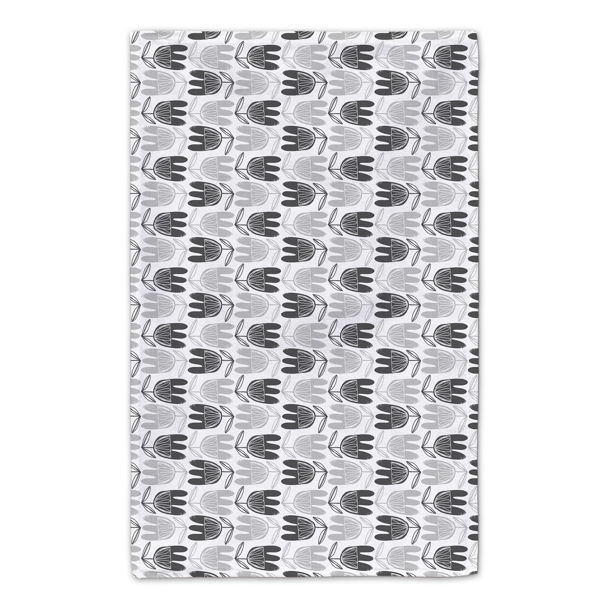 Mid Mod Gray Florals 16" x 25" Tea Towel Set of 2