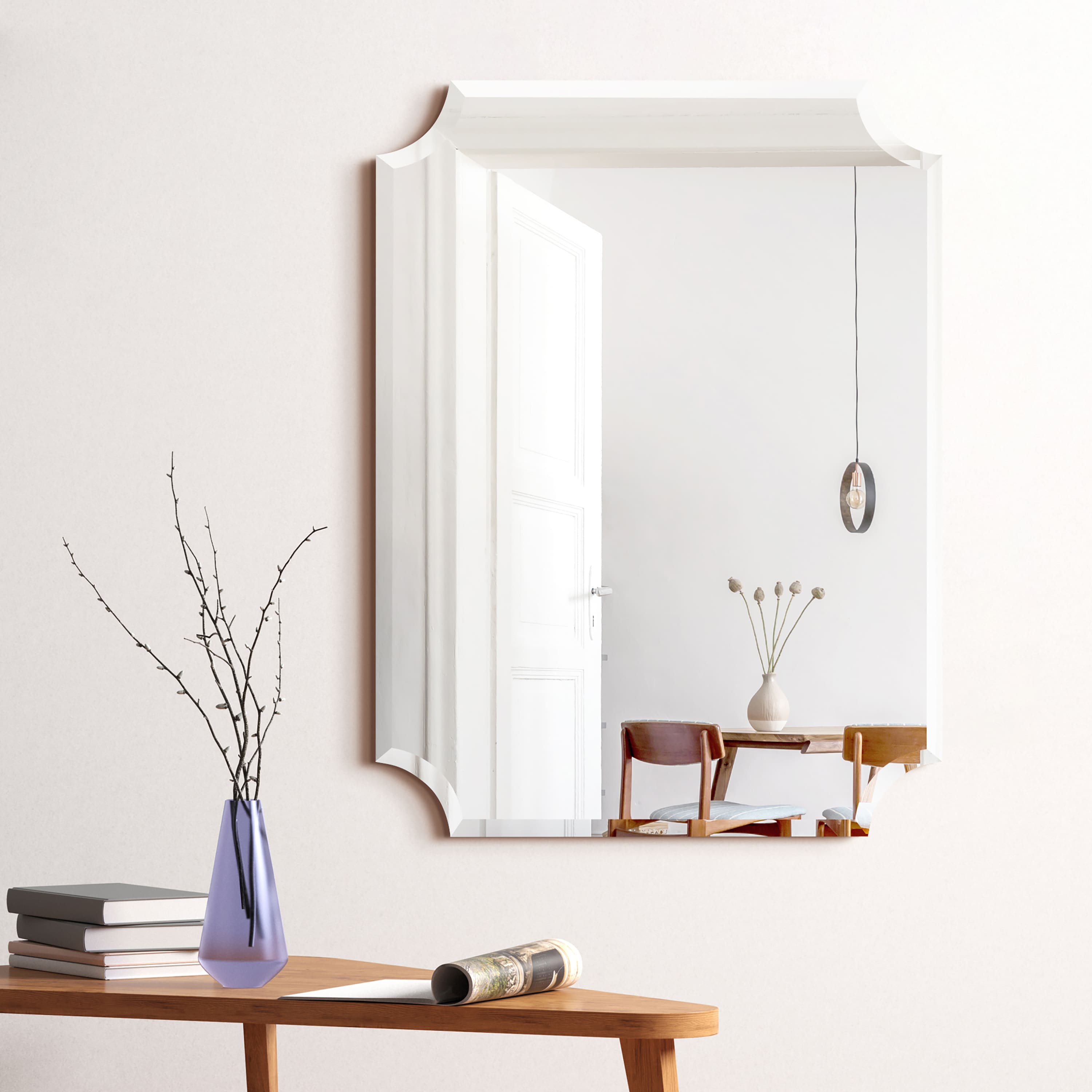 Empire Art Direct Scalloped & Beveled Frameless Wall Mirror