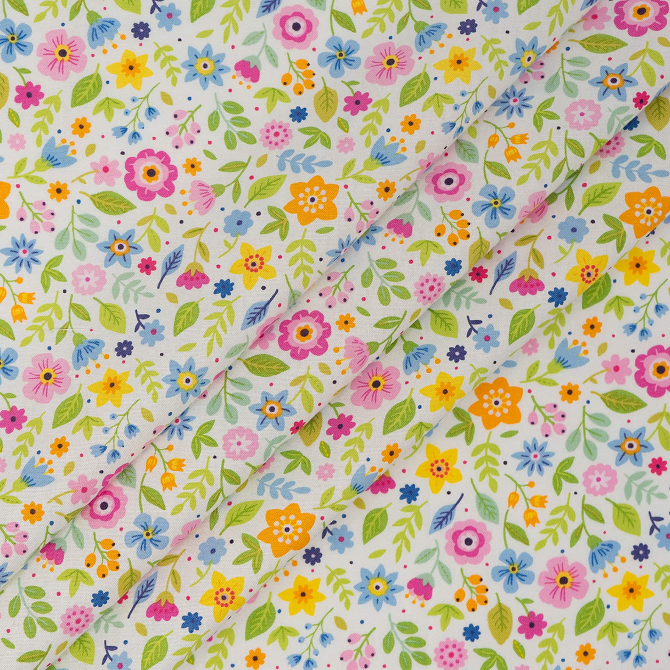 SINGER Little Florals & Leaves Print Cotton Fabric Fat Quarter