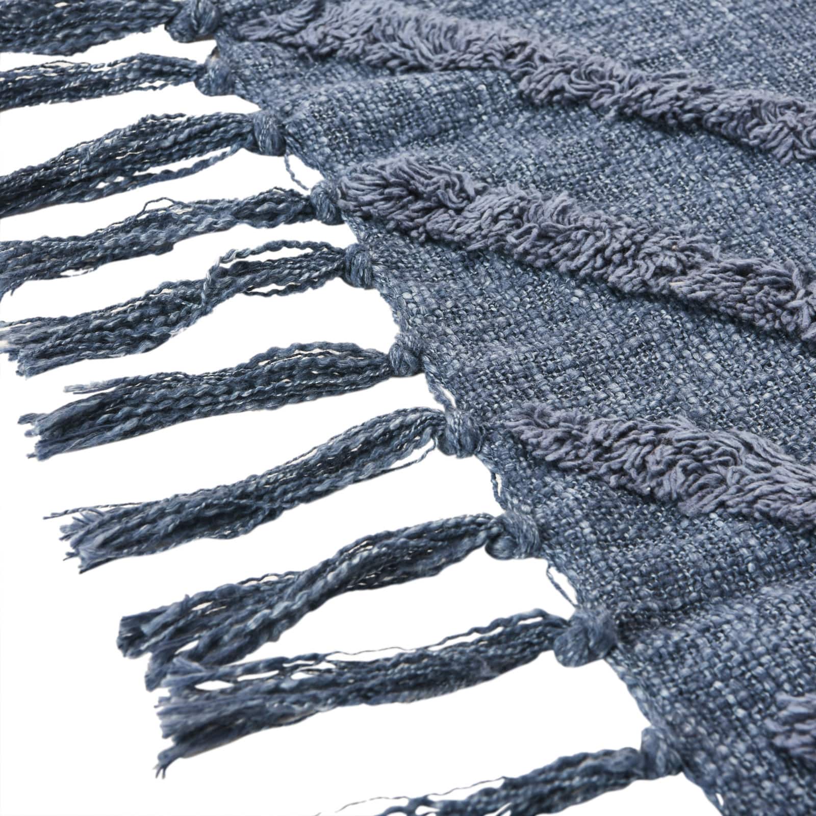 Hello Honey® Blue Tufted Chevron Cotton Blend Throw with Tassels