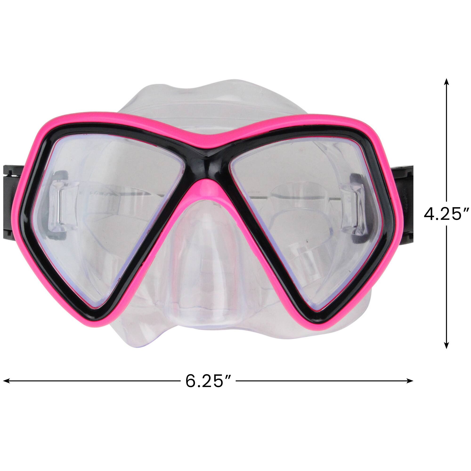 6.25" Hot Pink and Black Monaco Children's Swimming Mask for Ages 10 and up