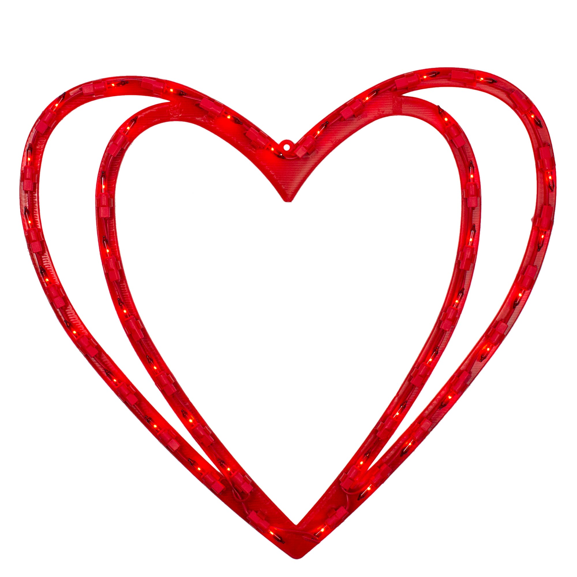 17" Pre-Lit Scarlet Red Double Heart Valentine's Day Window Silhouette Decoration