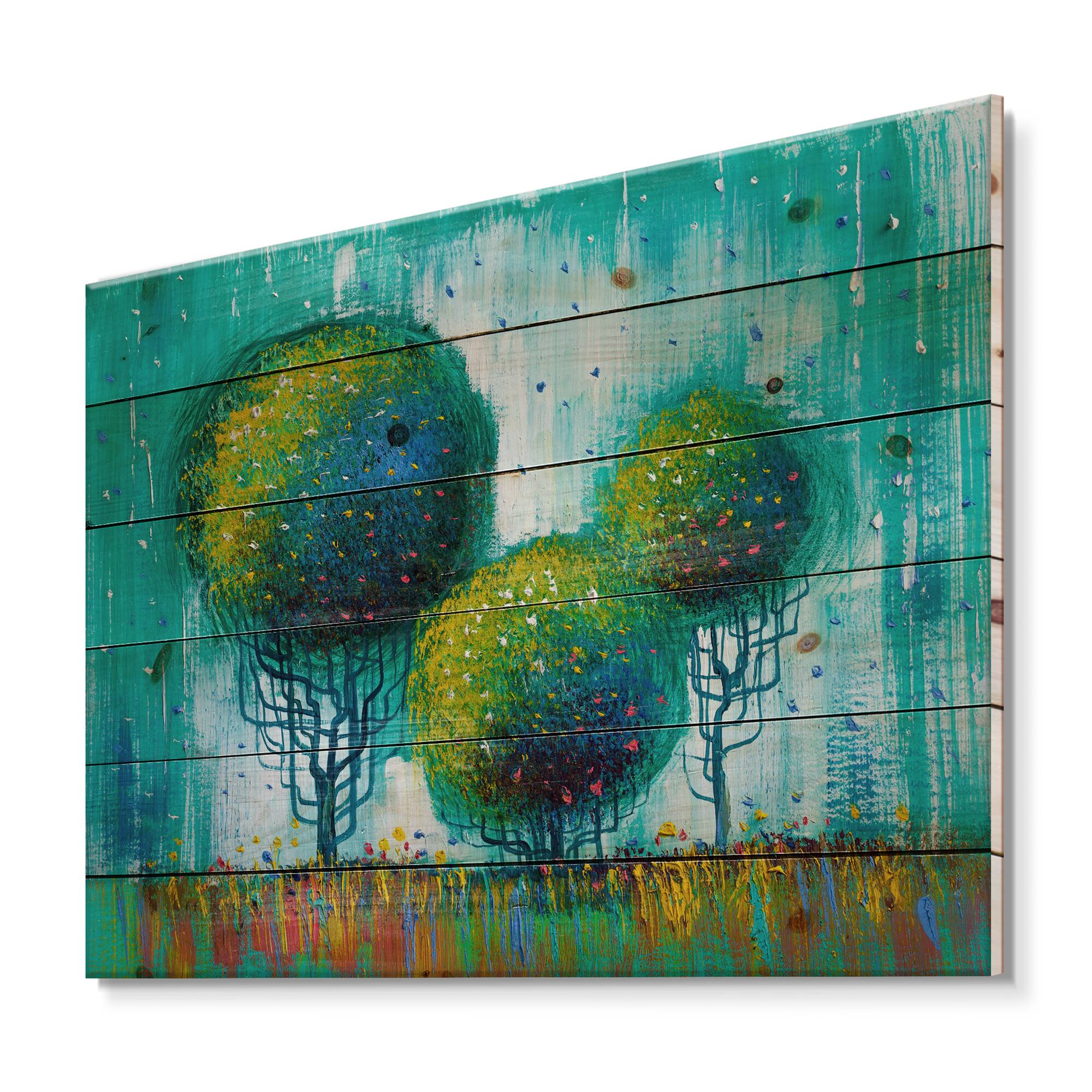 Designart - Colourful Trees Impressionist Landscape II