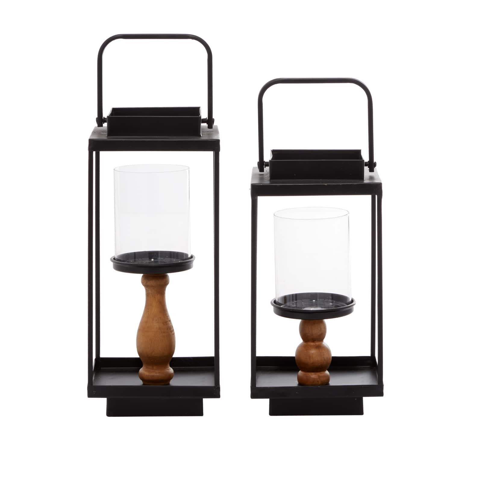 Black Metal Contemporary Candlestick Holders, 13" x 6" x 7"