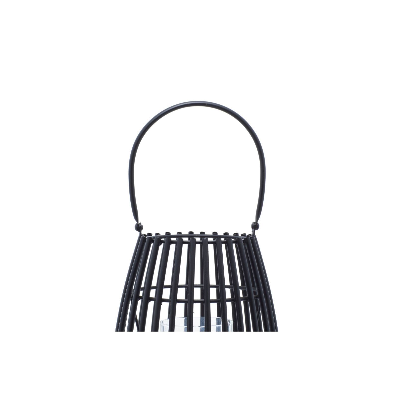 12" Black Iron Contemporary Candle Holder Lantern