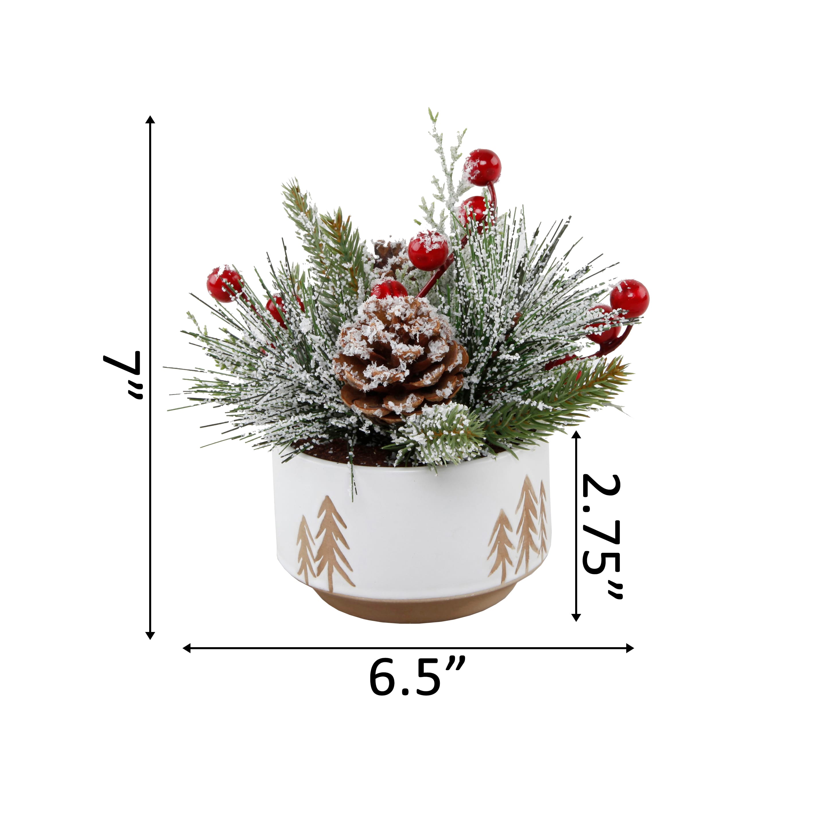 Christmas Mix IN 4.25" Ceramic Reverse Tree Pot