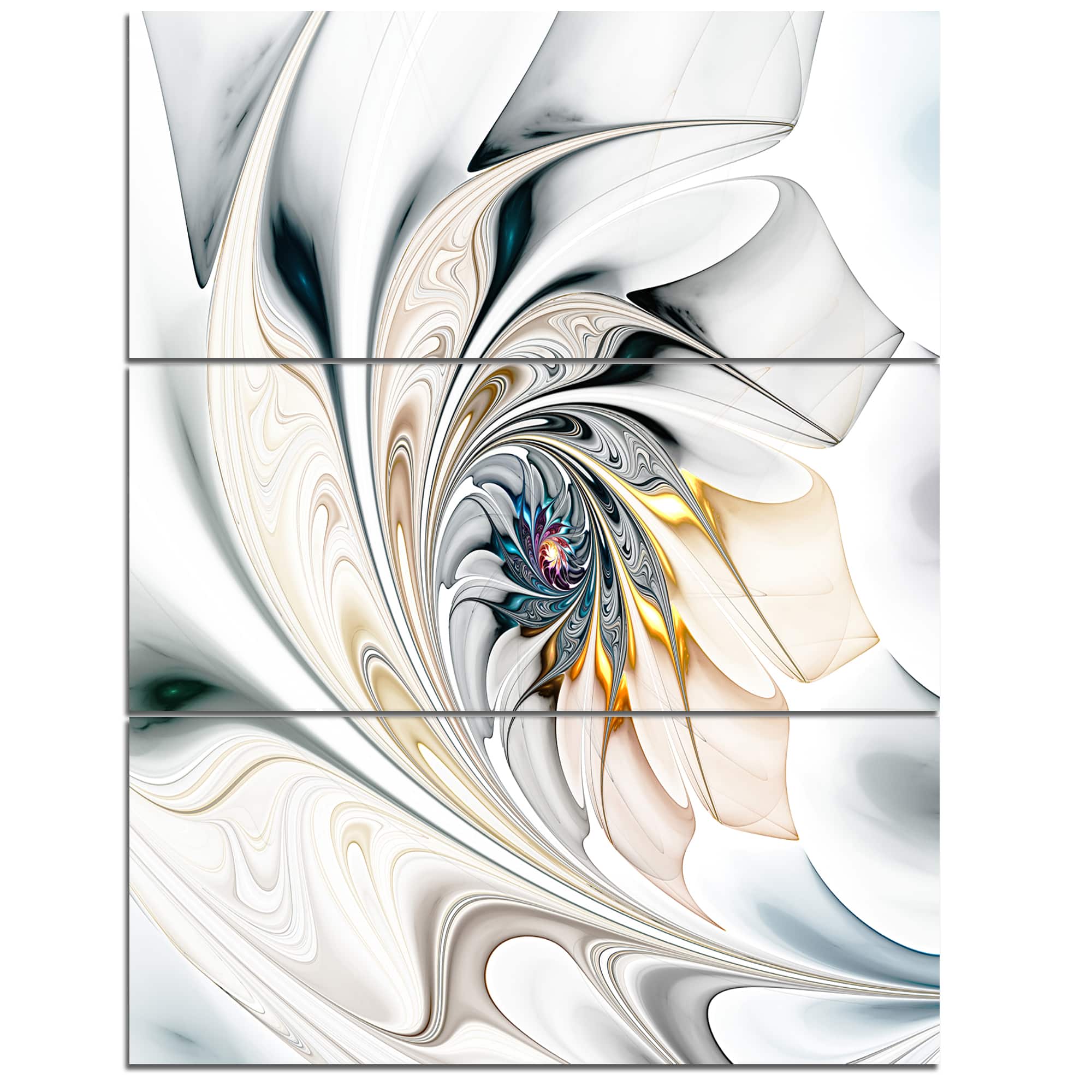 Designart - White Stained Glass Floral Art - Large Floral Wall Art Canvas