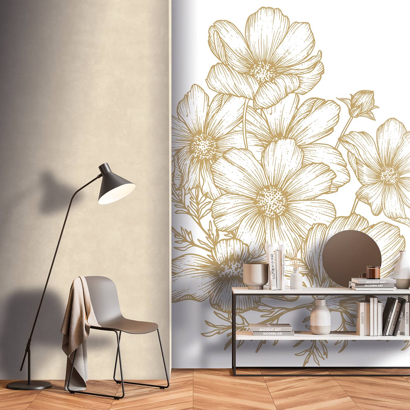 Designs Direct Poppies Linework Wall Mural, Color: Gold | Michaels