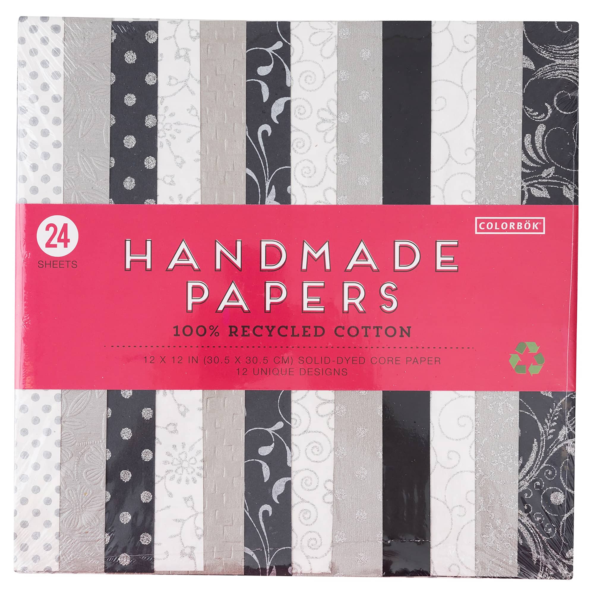 Colorbok® 12" x 12" Black & White Handmade Cardstock Pad, 24 Sheets