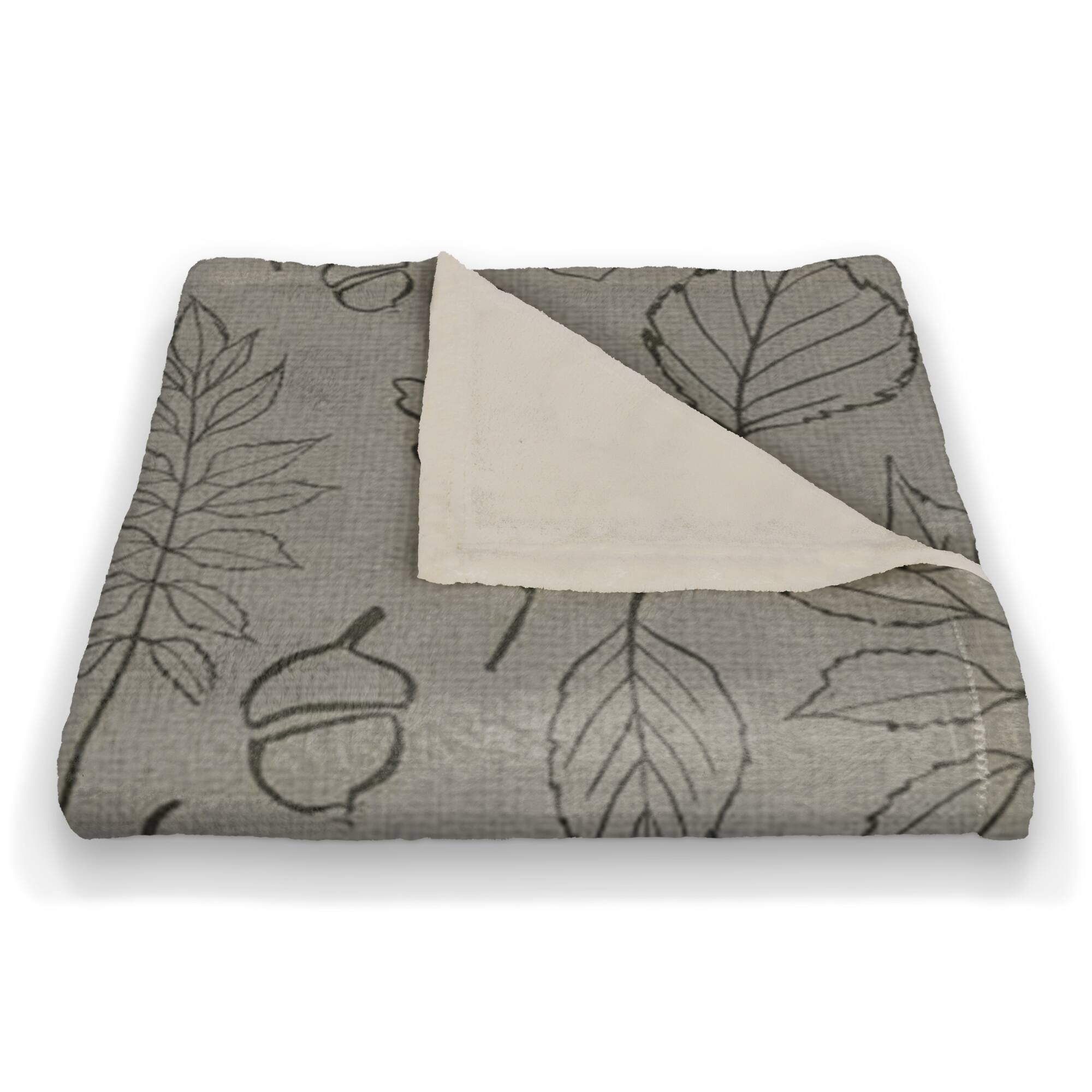 Green Fall Leaf Patterned Coral Fleece Blanket
